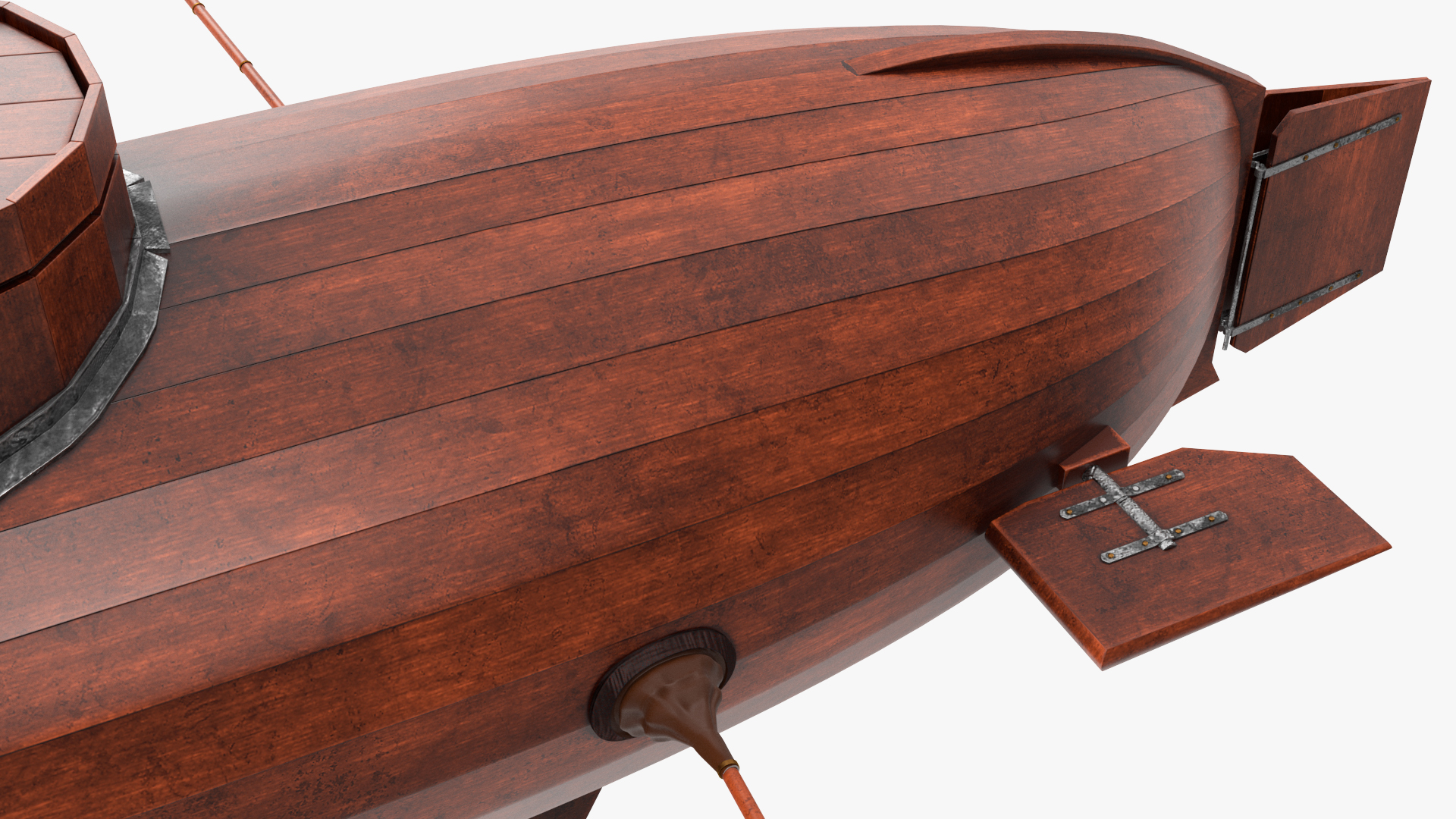 Realistic Model of Drebbel Submarine Rigged for Cinema 4D 3D