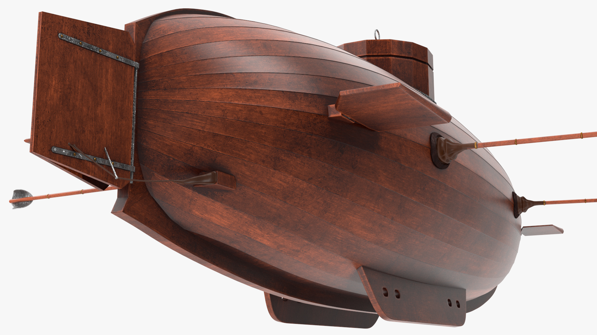 Realistic Model of Drebbel Submarine Rigged for Cinema 4D 3D