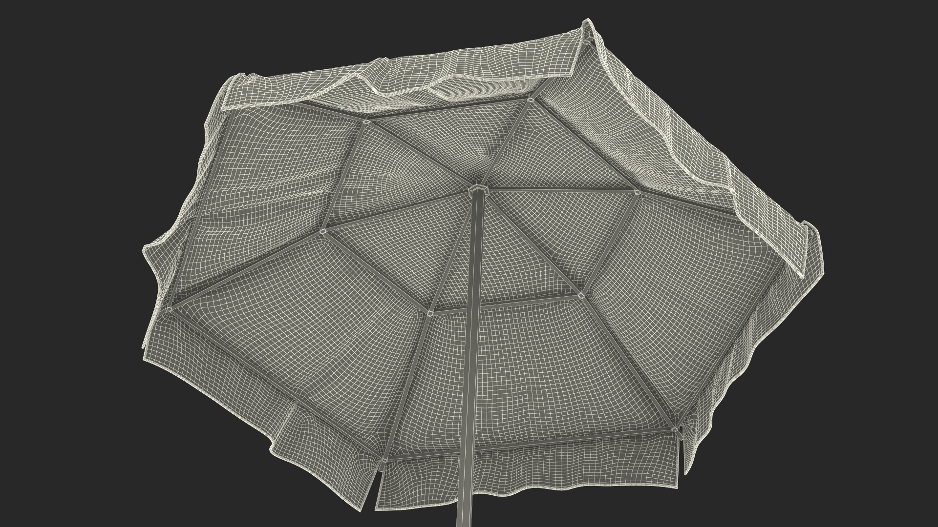 Beach Umbrella Blue and White 3D model