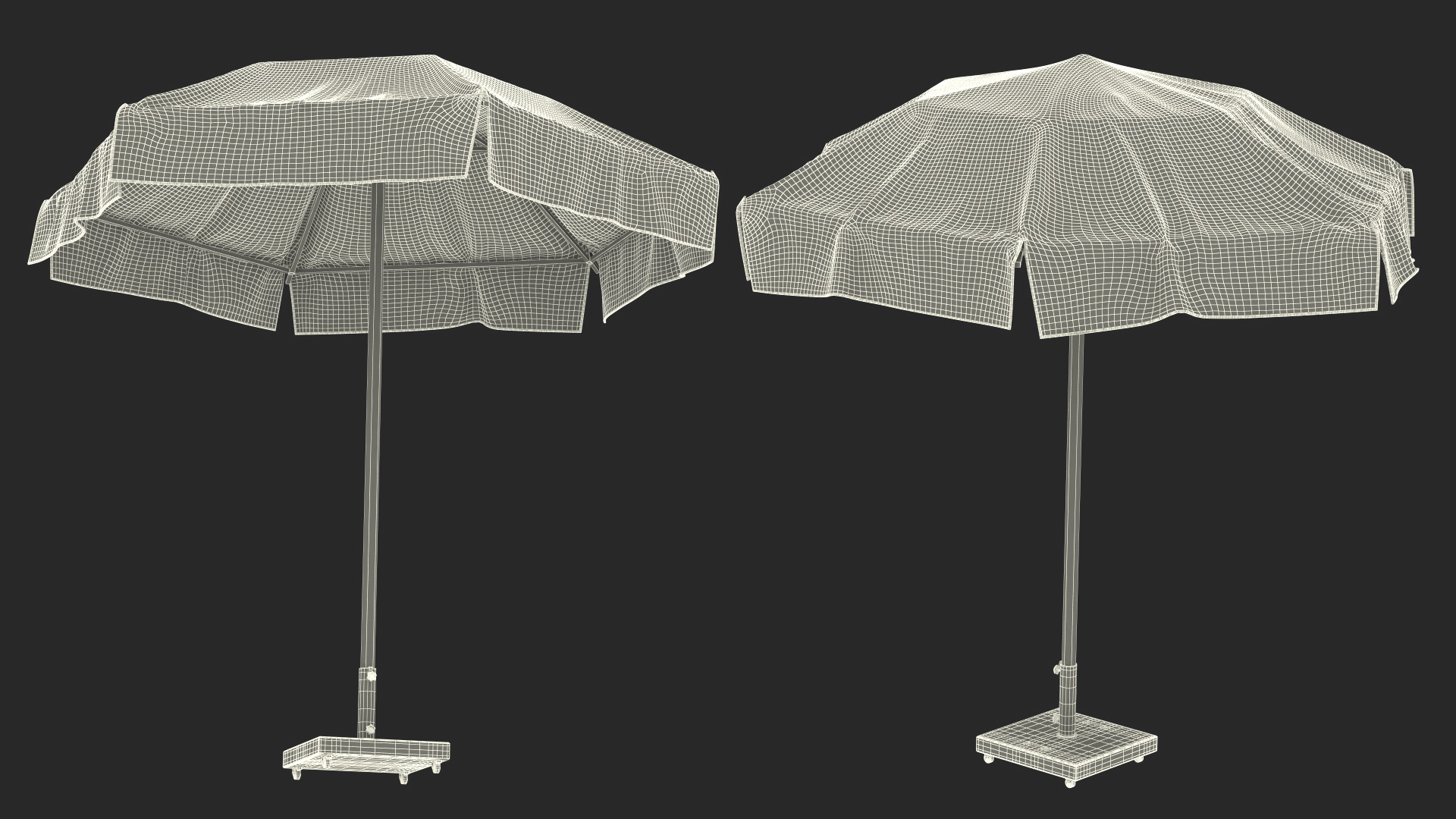 Beach Umbrella Blue and White 3D model