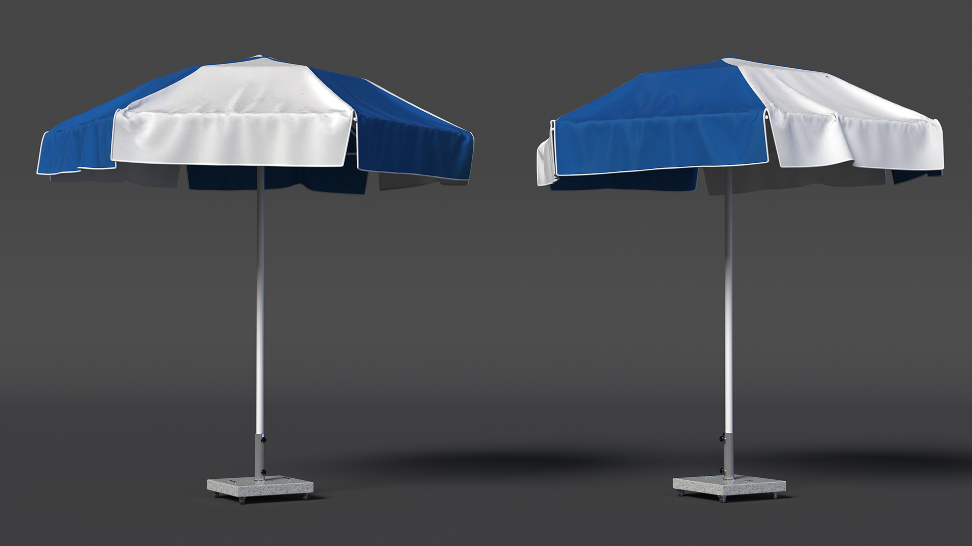 Beach Umbrella Blue and White 3D model