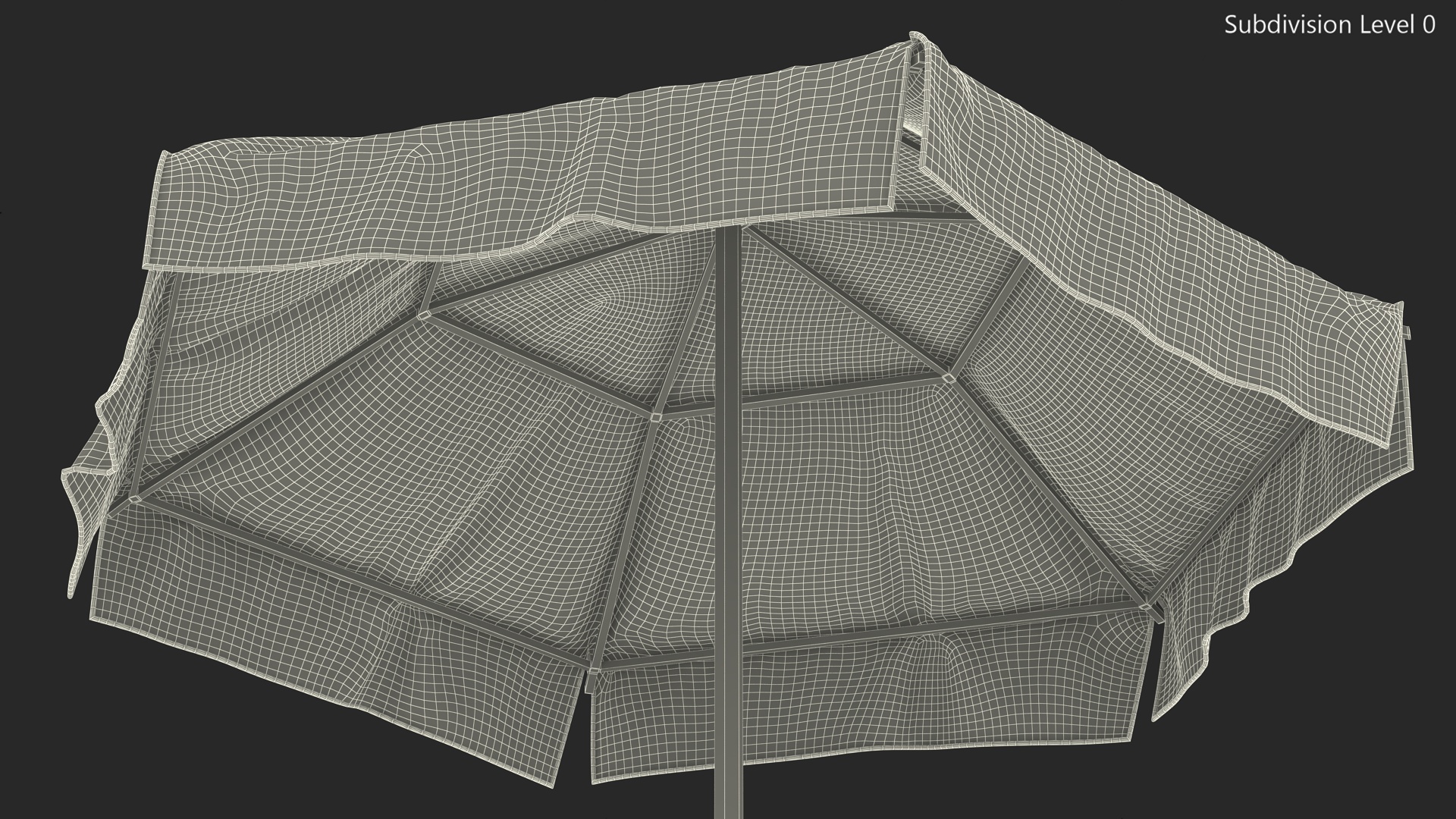 Beach Umbrella Blue and White 3D model