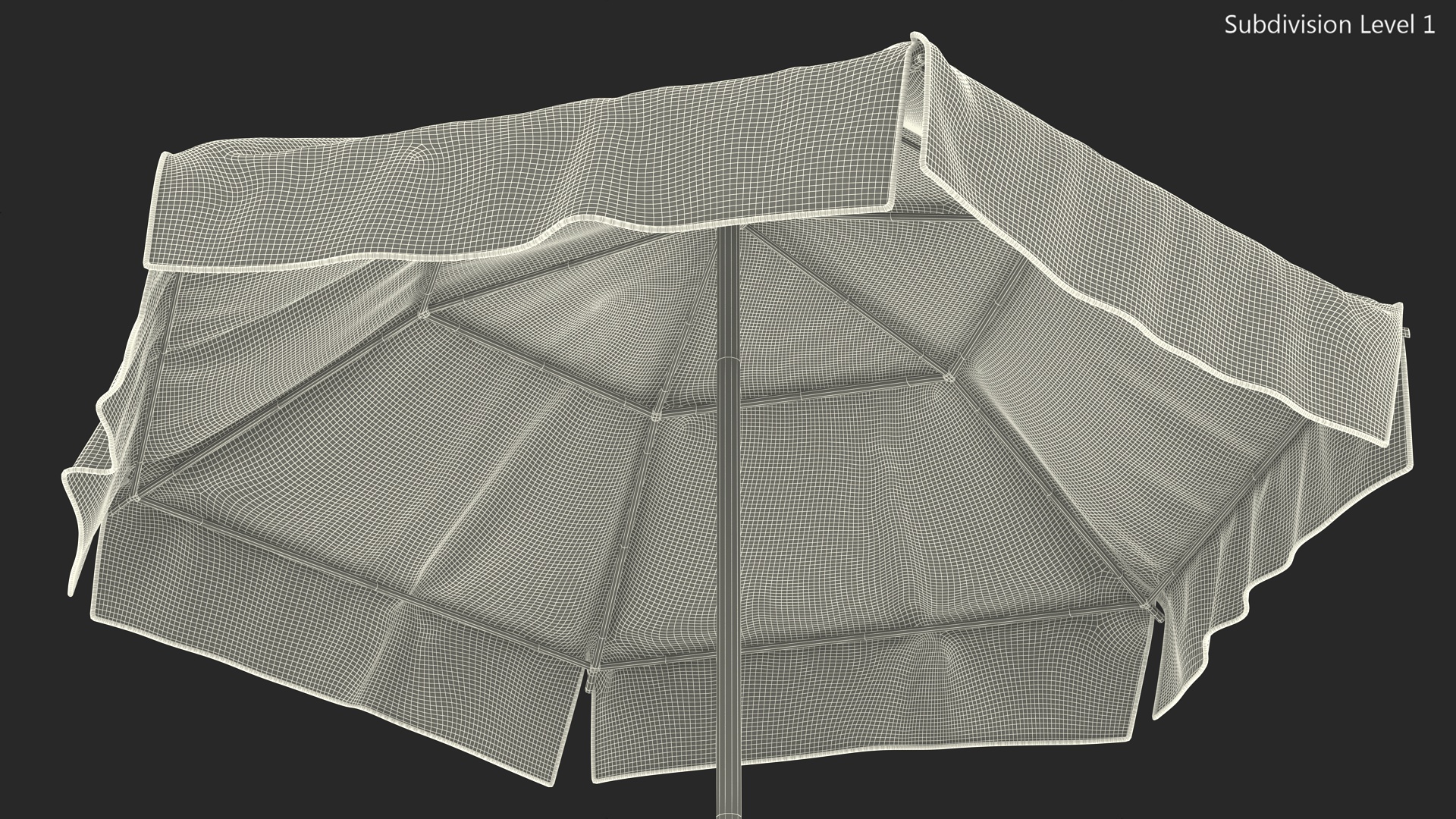 Beach Umbrella Blue and White 3D model