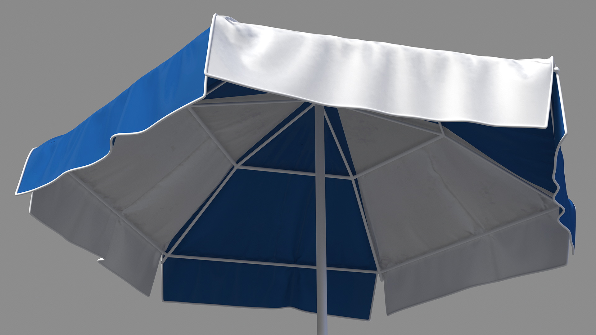 Beach Umbrella Blue and White 3D model