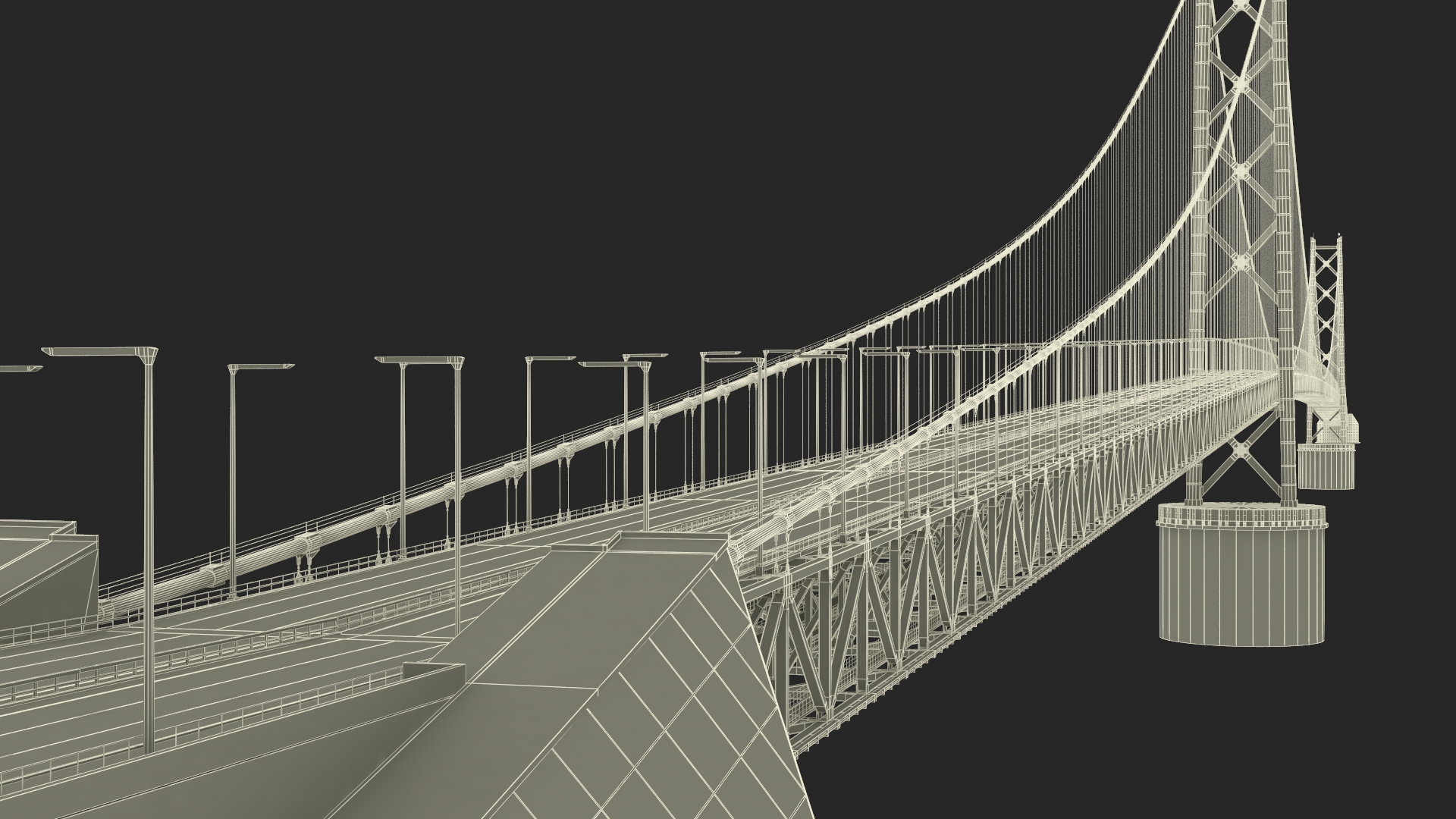3D model Suspension Bridge Akashi Kaiky
