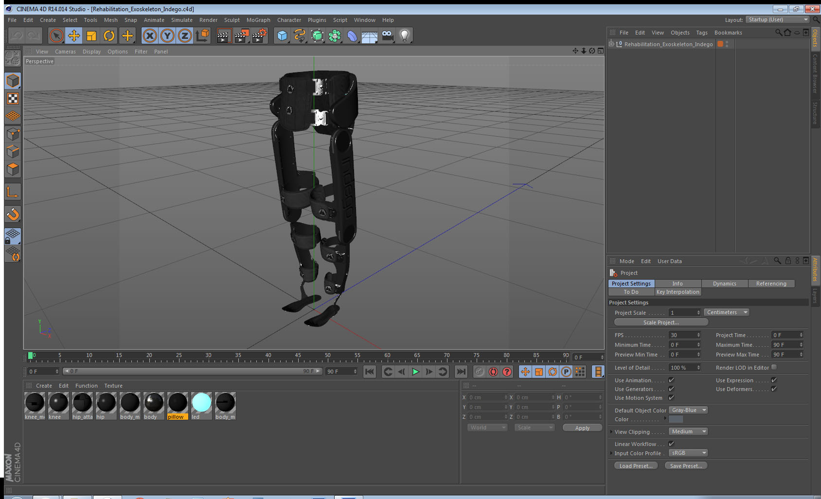 3D Rehabilitation Exoskeleton Indego model