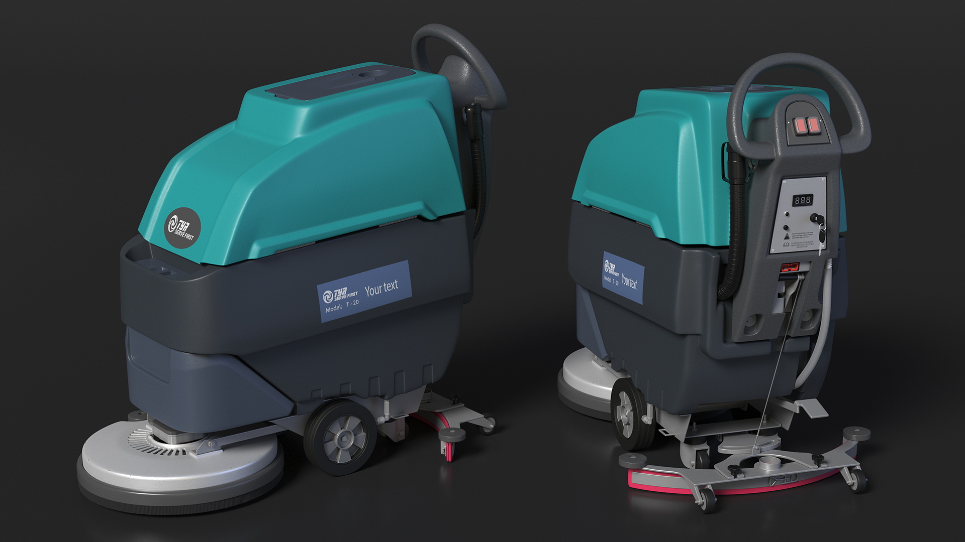 3D model Professional Floor Cleaning Machine Turquoise