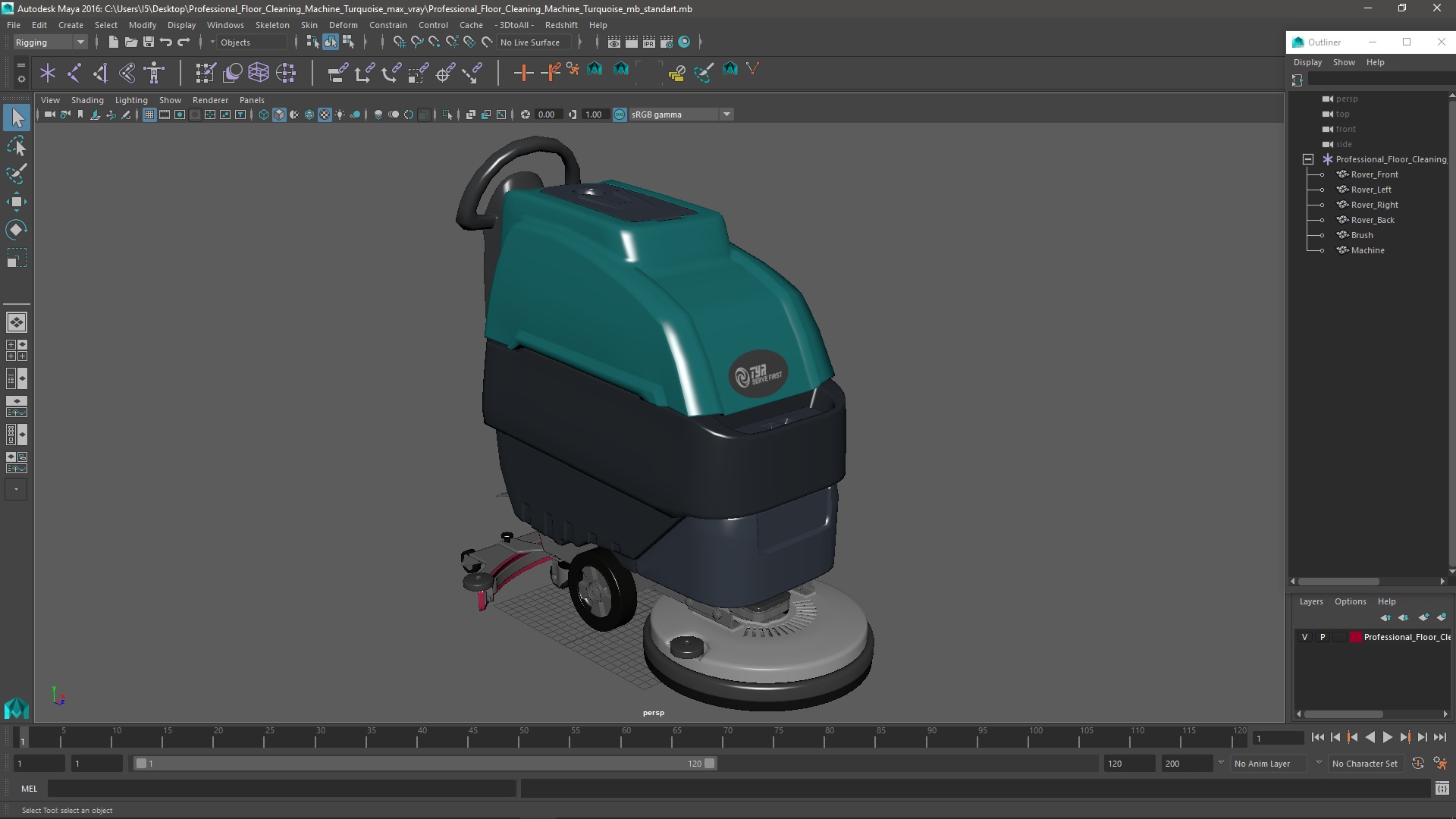 3D model Professional Floor Cleaning Machine Turquoise