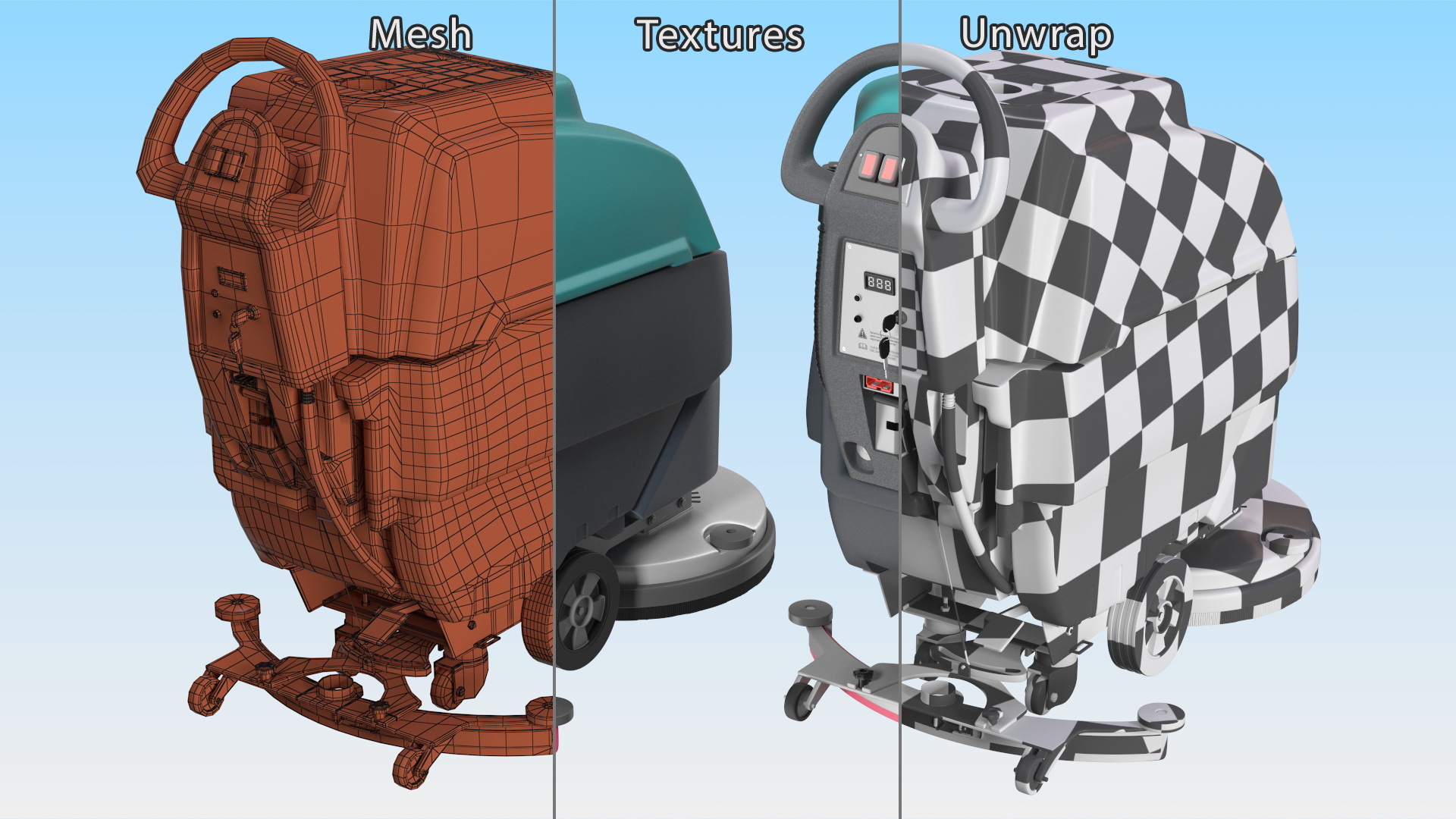 3D model Professional Floor Cleaning Machine Turquoise