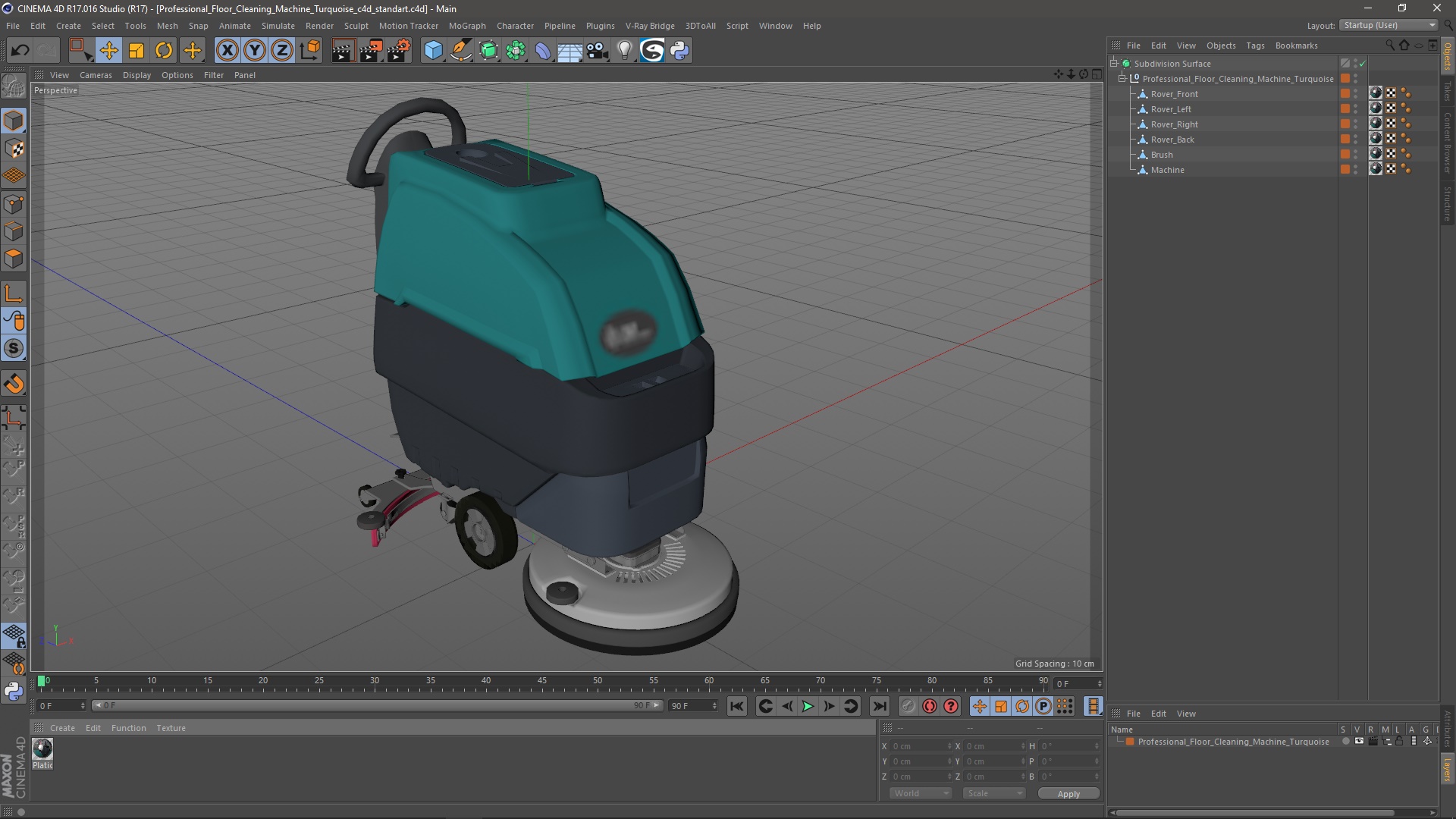 3D model Professional Floor Cleaning Machine Turquoise