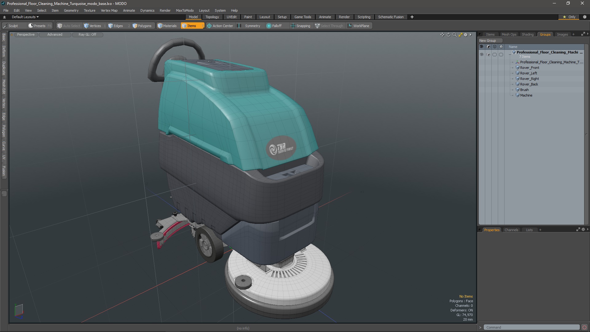 3D model Professional Floor Cleaning Machine Turquoise