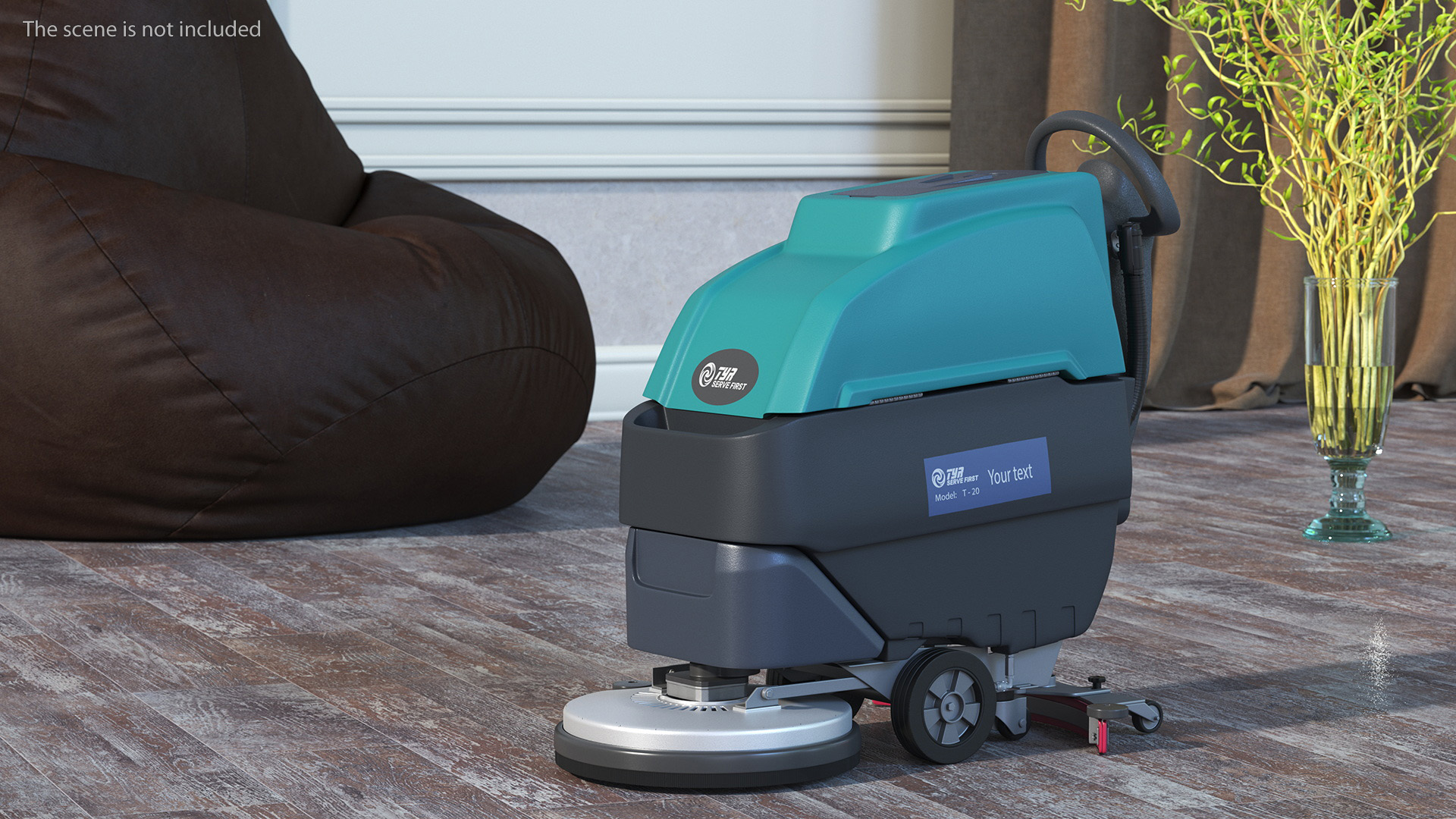 3D model Professional Floor Cleaning Machine Turquoise