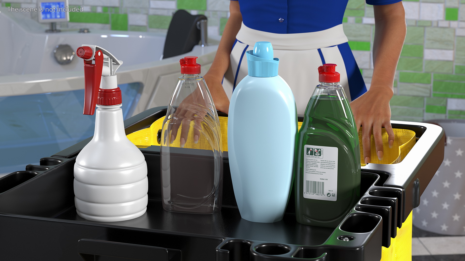 3D model Black Maid With Multi Shelf Cleaning Cart Fur