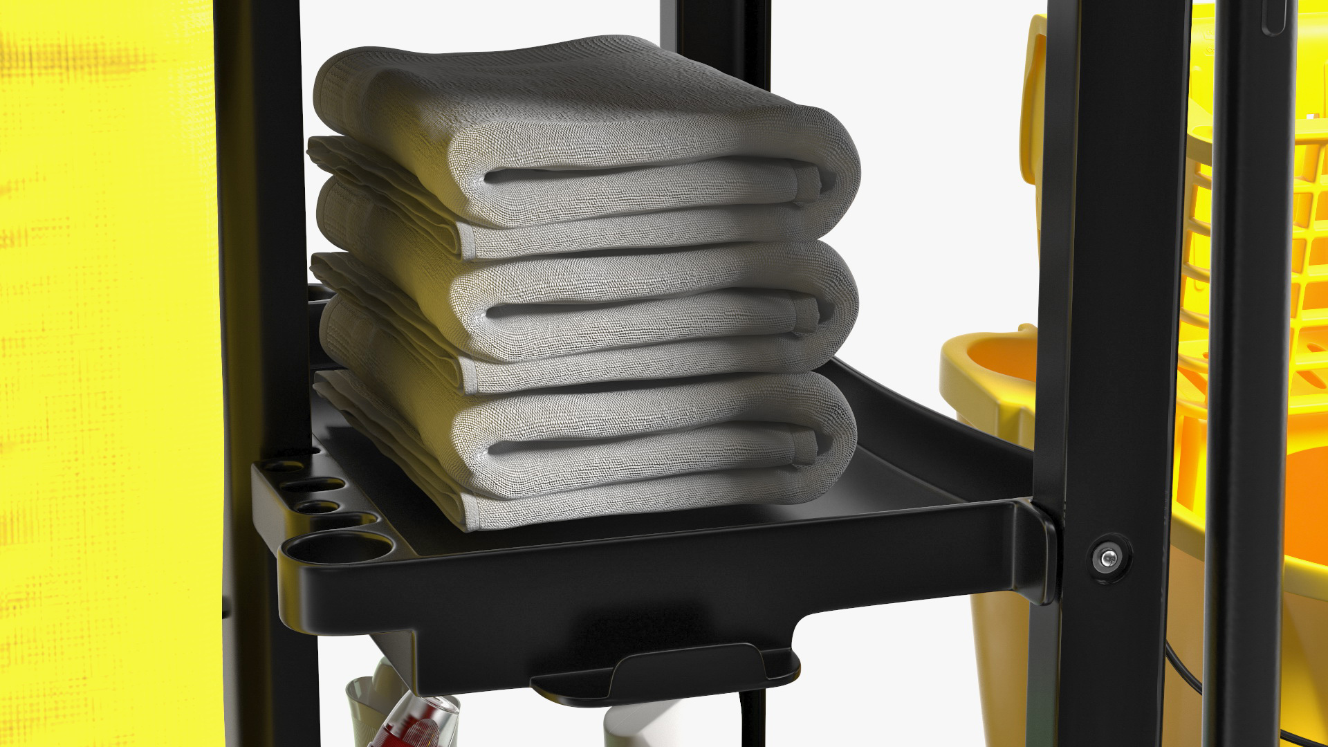 3D model Black Maid With Multi Shelf Cleaning Cart Fur