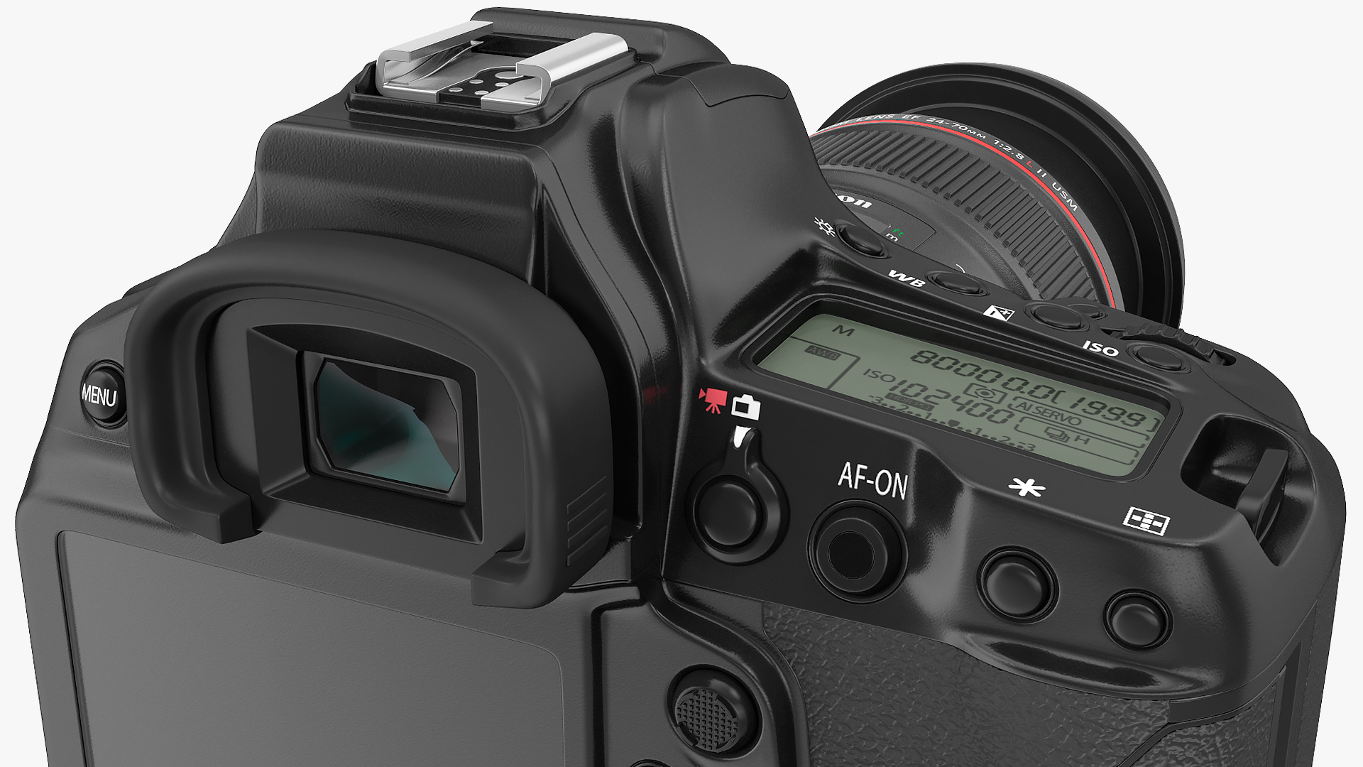 3D model Canon 1DX with Zoom Lens 24 70 on Tripod