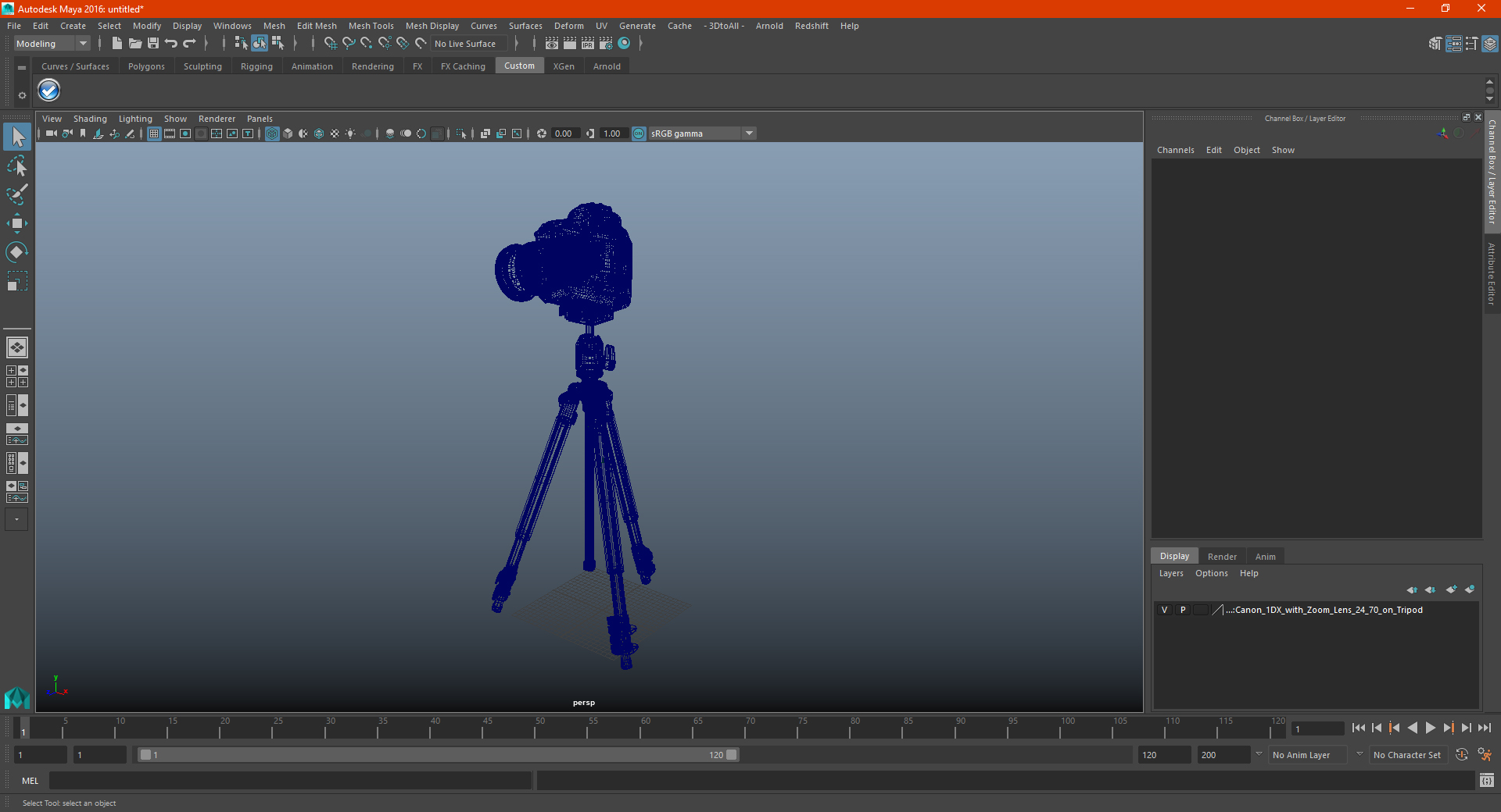 3D model Canon 1DX with Zoom Lens 24 70 on Tripod