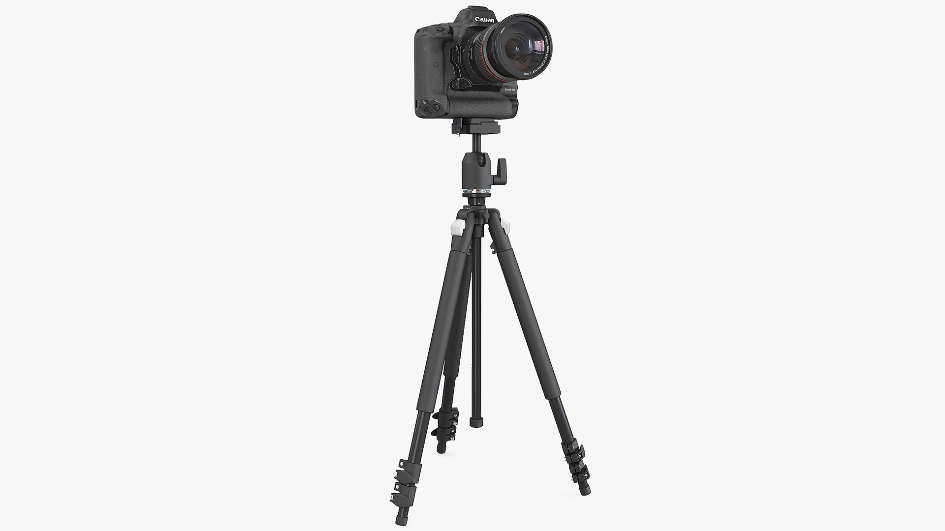 3D model Canon 1DX with Zoom Lens 24 70 on Tripod