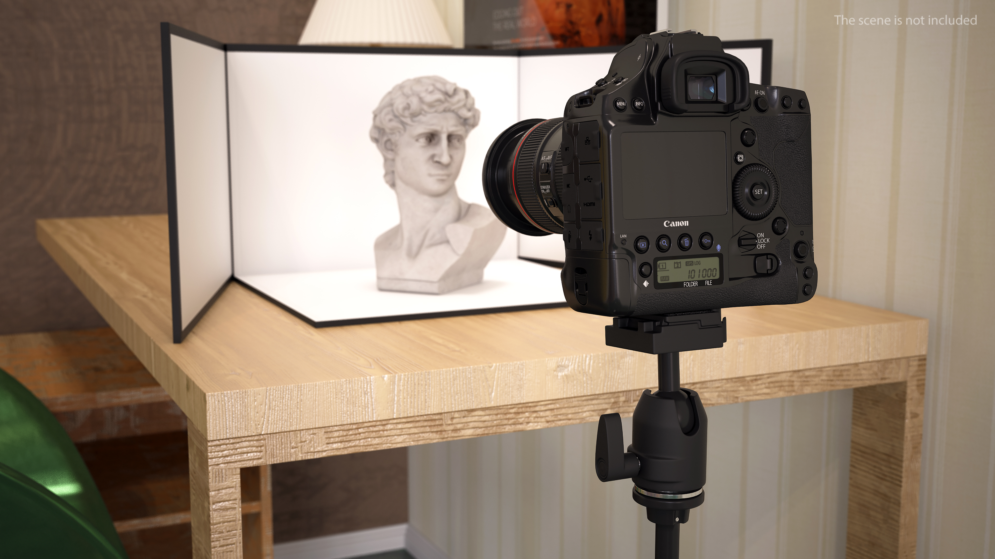 3D model Canon 1DX with Zoom Lens 24 70 on Tripod