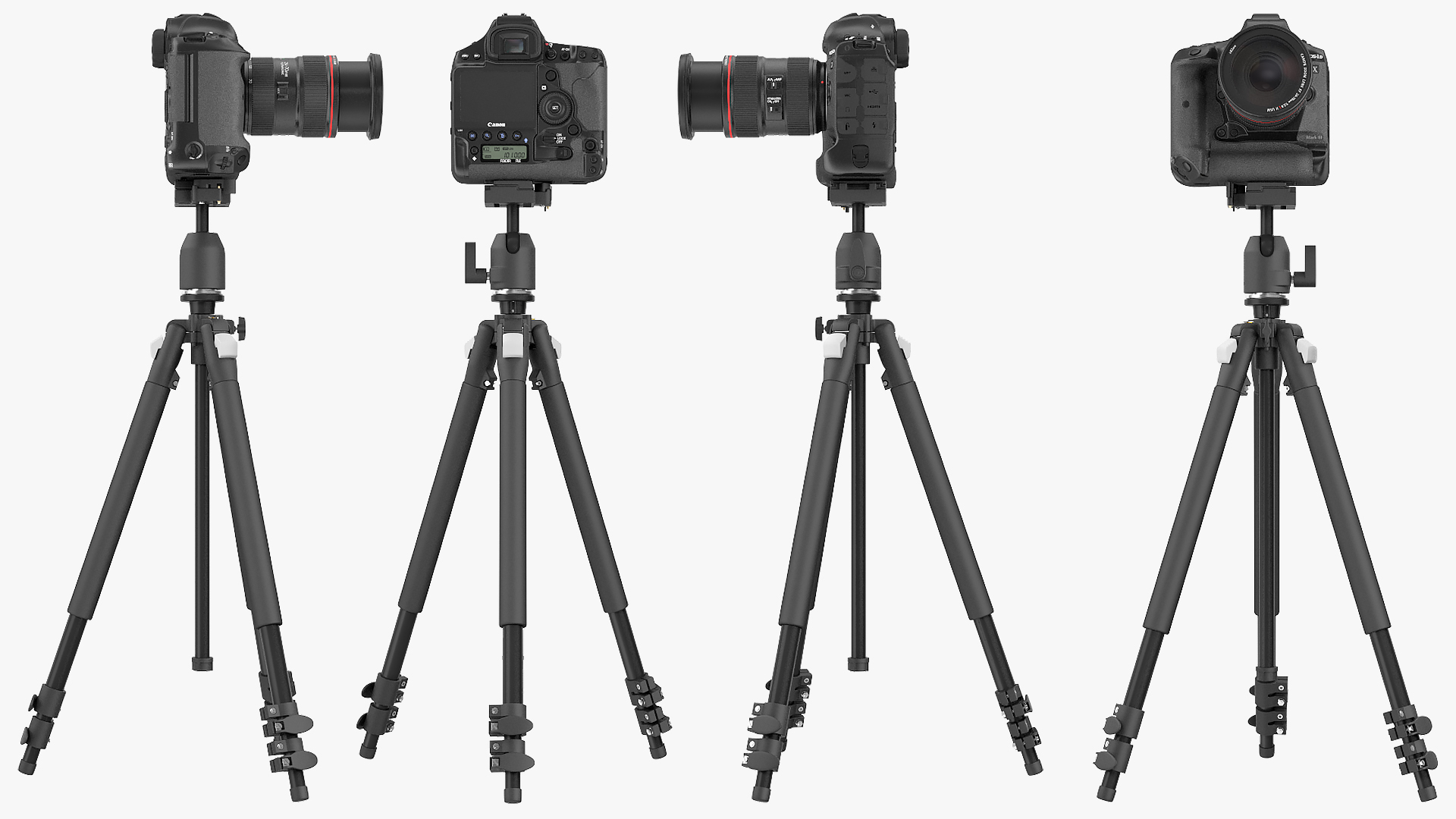 3D model Canon 1DX with Zoom Lens 24 70 on Tripod