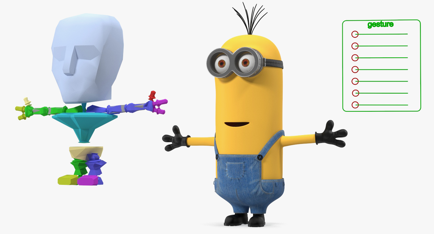 Tall Two Eyed Minion Rigged 3D
