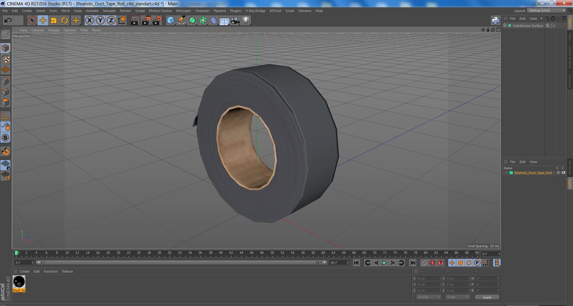 Realistic Duct Tape Roll 3D model