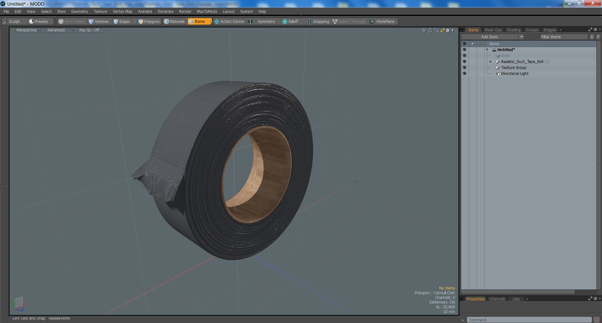 Realistic Duct Tape Roll 3D model