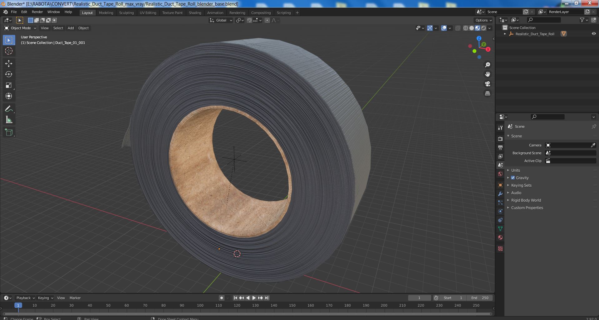 Realistic Duct Tape Roll 3D model