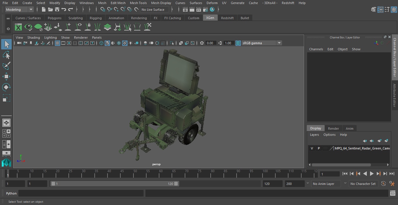 MPQ-64 Sentinel Radar Green Camo 3D