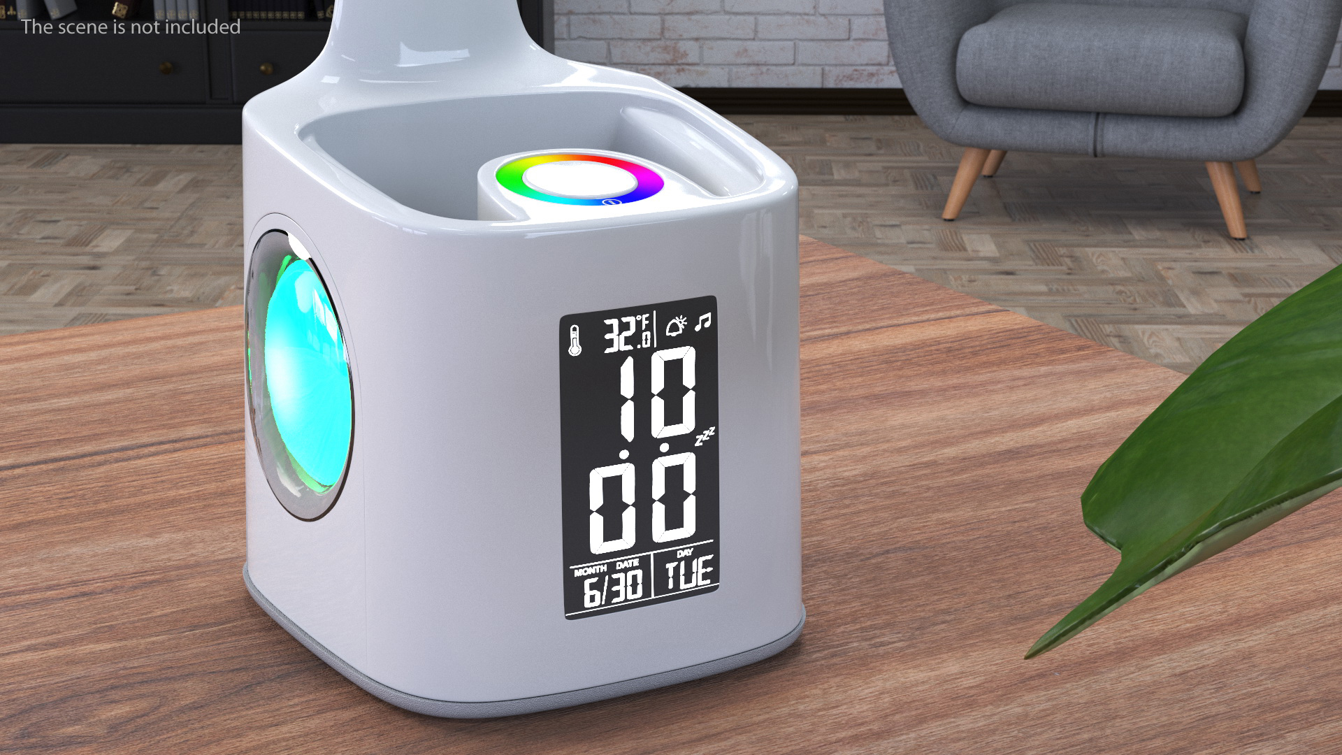 White Smart Desk Lamp with Clock 3D