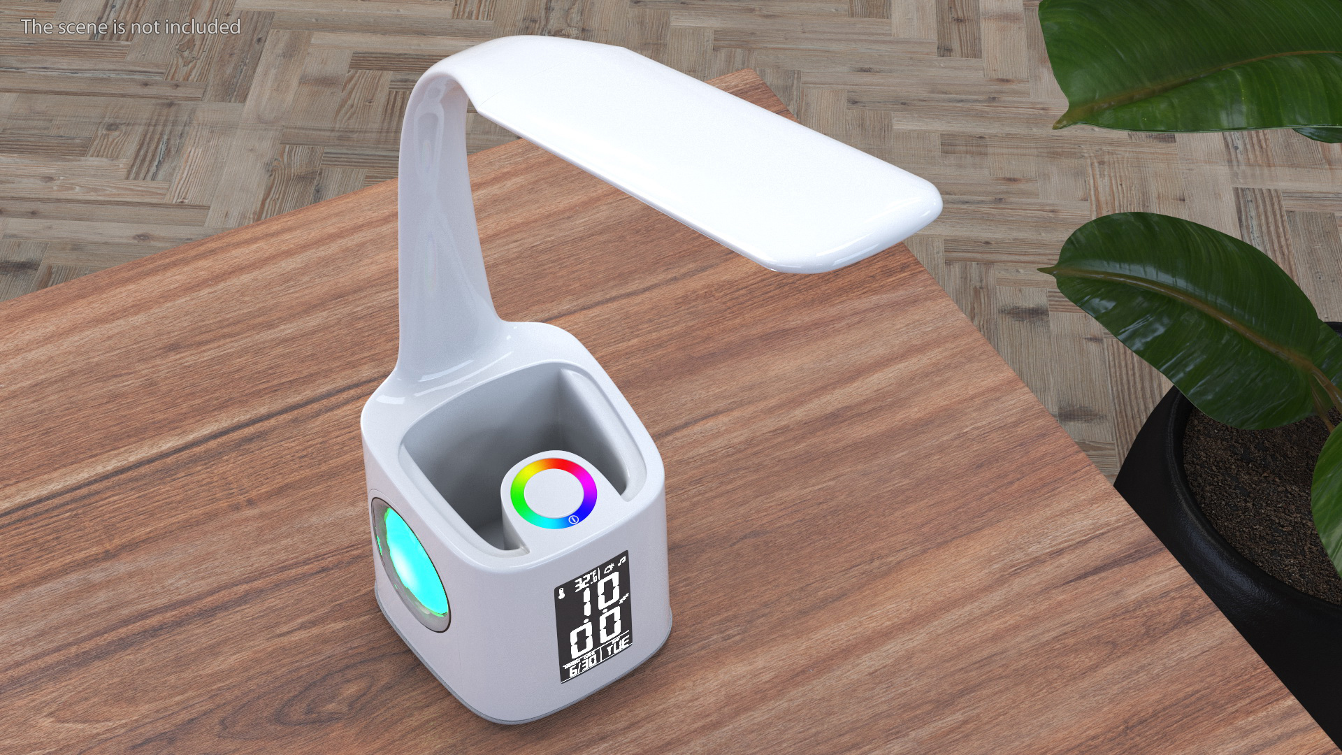White Smart Desk Lamp with Clock 3D