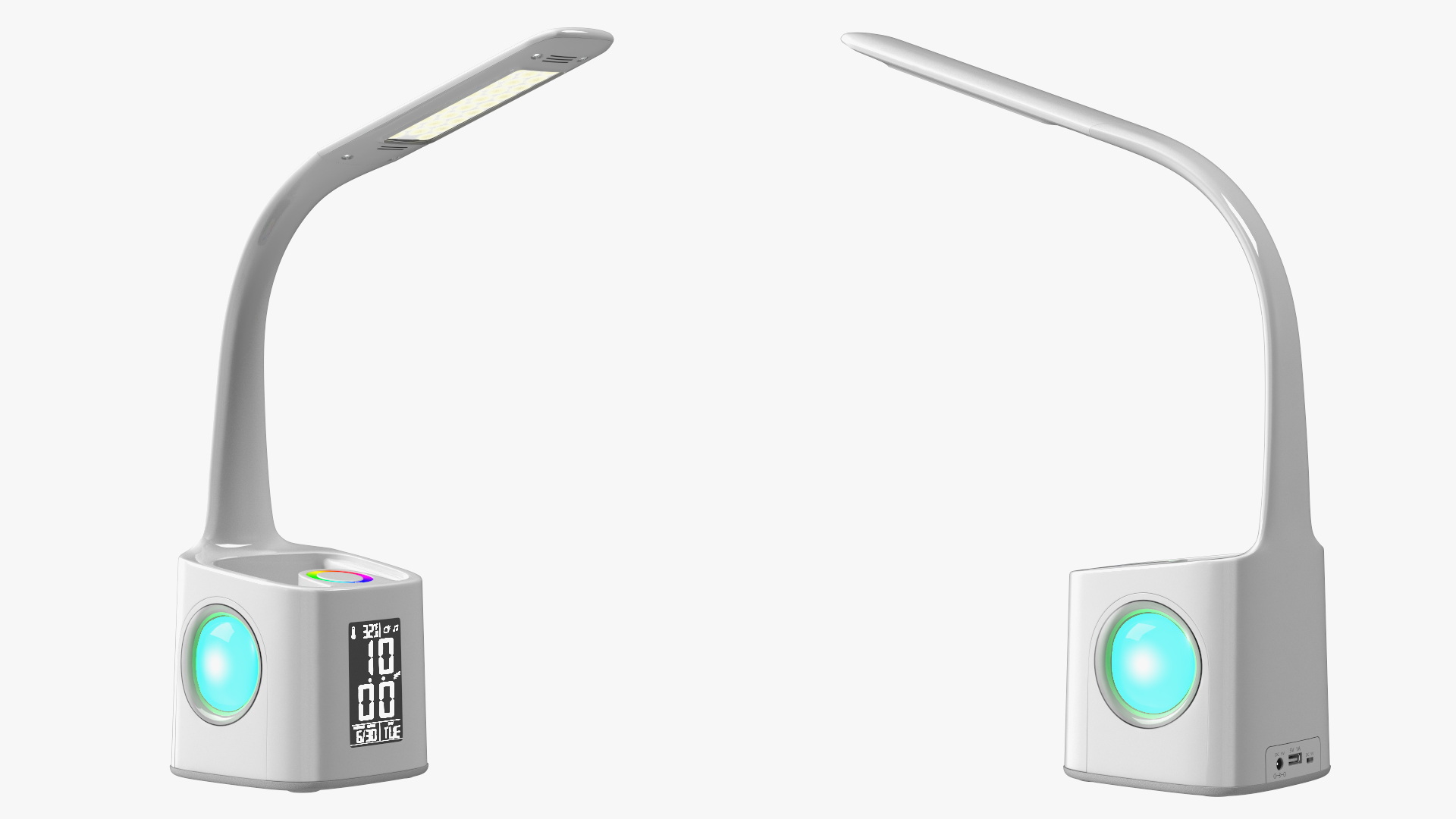 White Smart Desk Lamp with Clock 3D