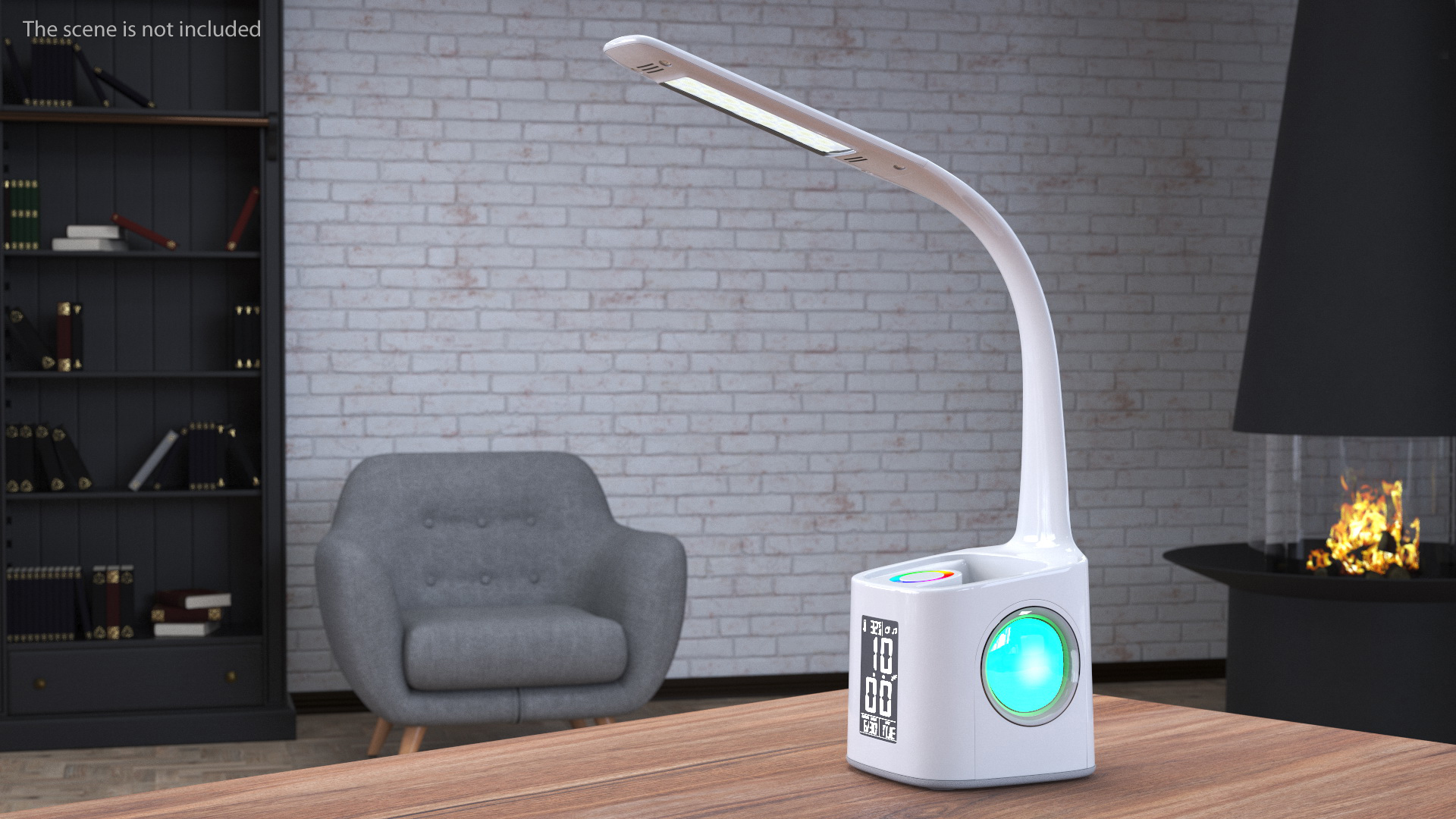 White Smart Desk Lamp with Clock 3D