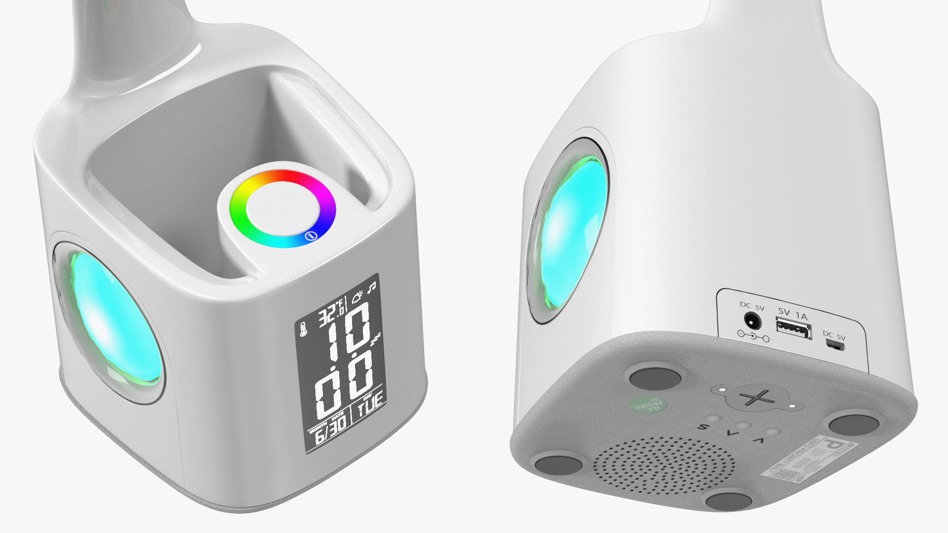 White Smart Desk Lamp with Clock 3D