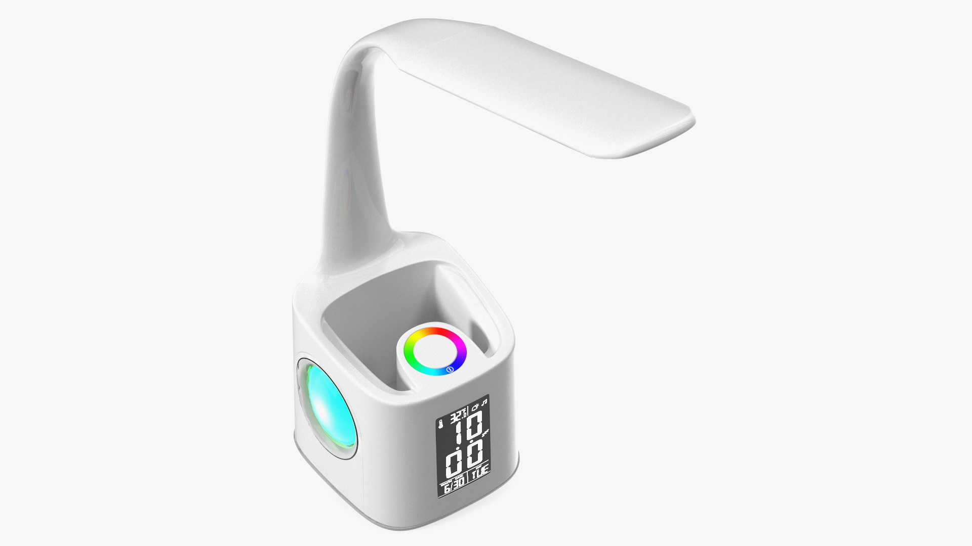 White Smart Desk Lamp with Clock 3D