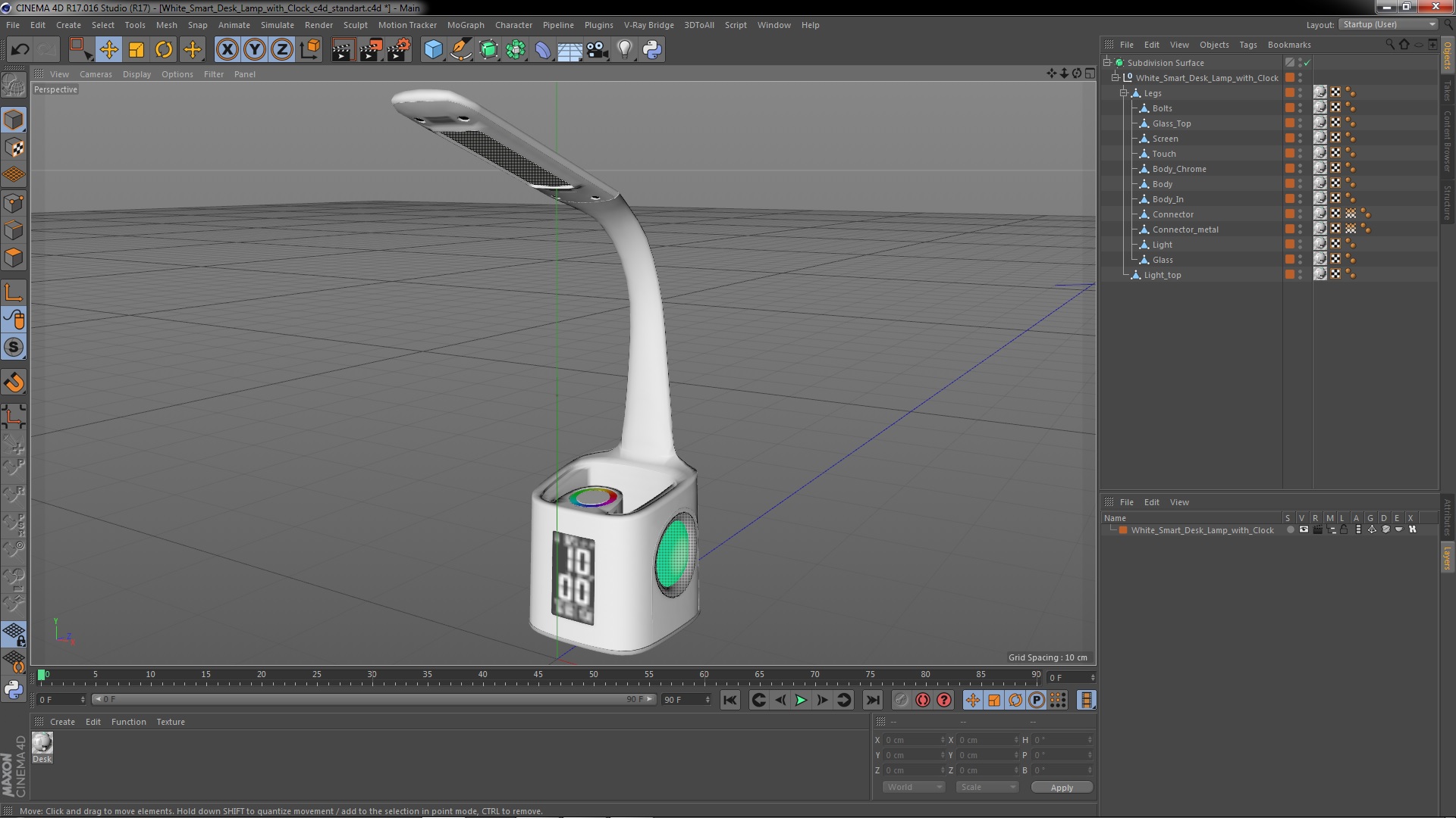 White Smart Desk Lamp with Clock 3D