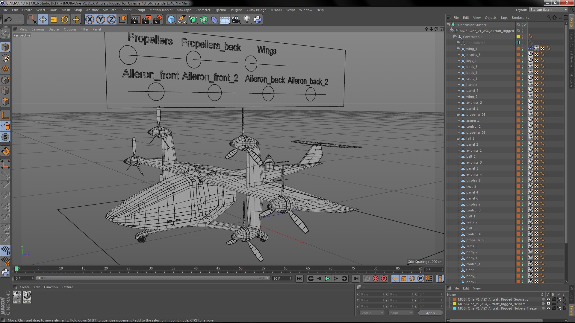 3D model MOBi-One V1 ASX Aircraft Rigged for Cinema 4D