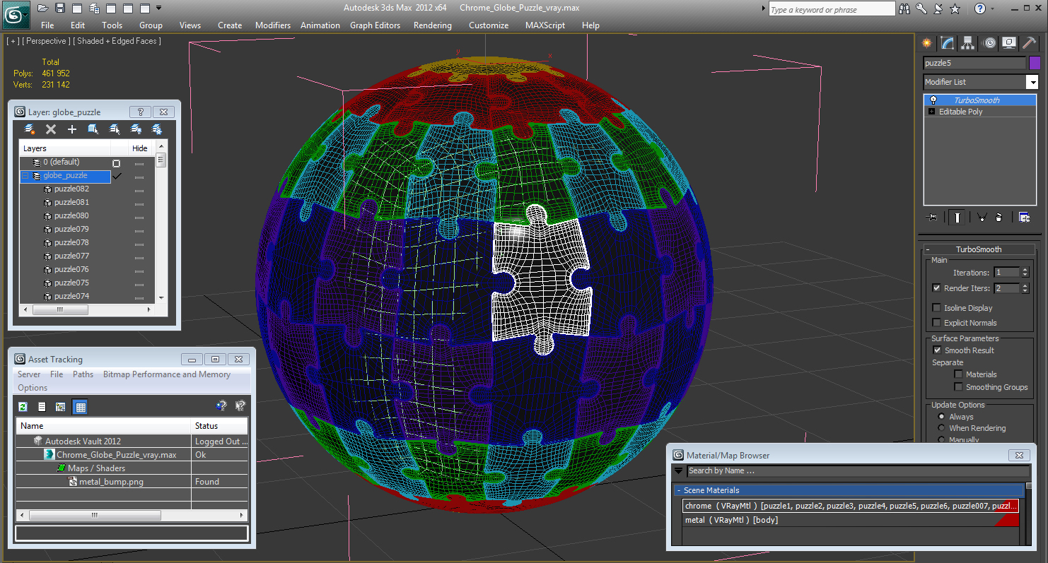 Chrome Globe Puzzle 3D model