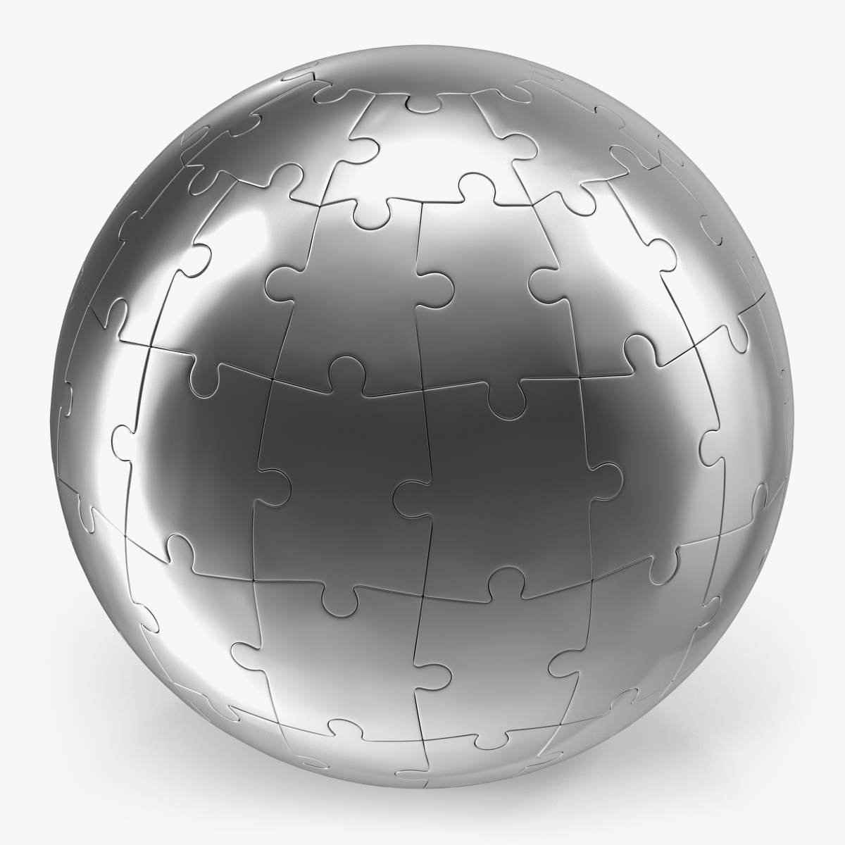 Chrome Globe Puzzle 3D Model, view 6