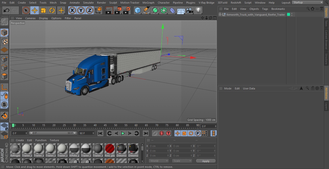 3D Kenworth Truck with Vanguard Reefer Trailer model