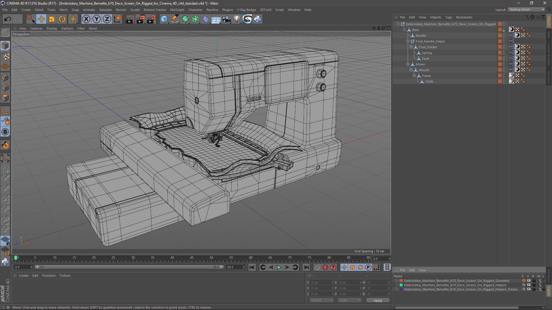Embroidery Machine Bernette b70 Deco Screen On Rigged for Cinema 4D 3D