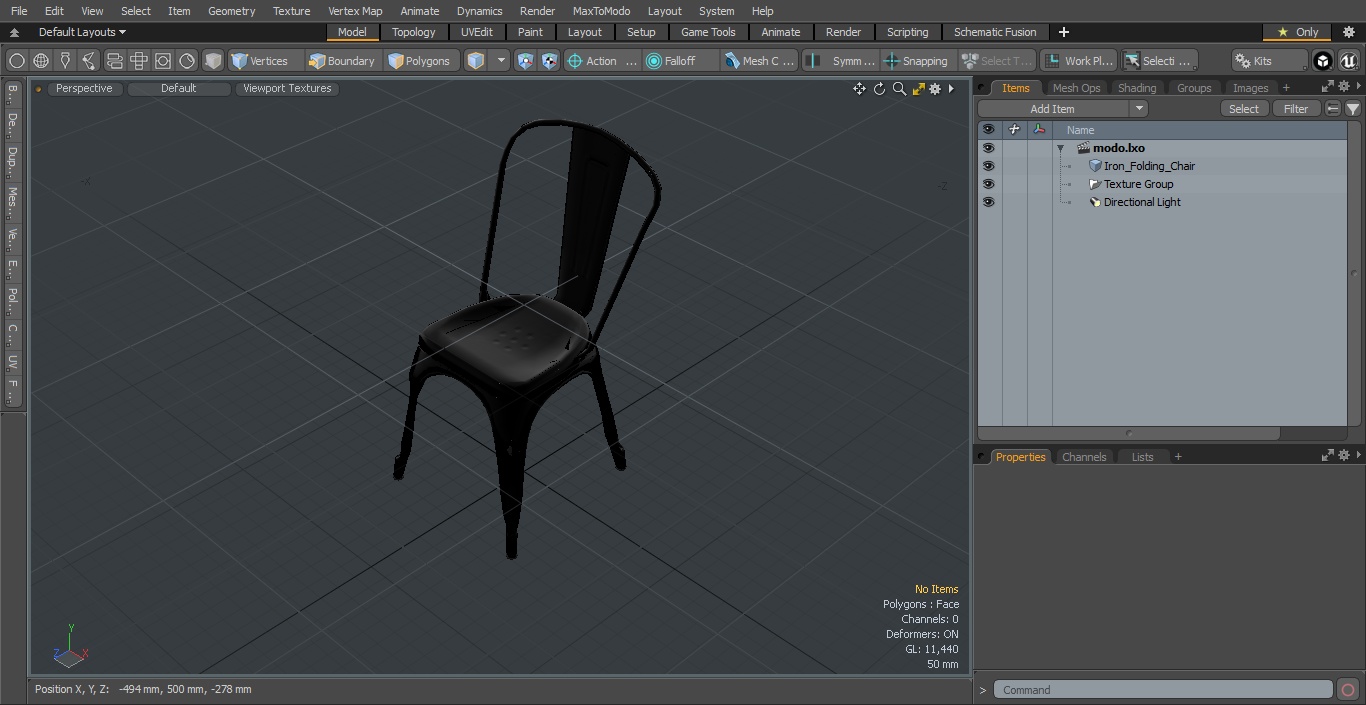 3D Iron Folding Chair model