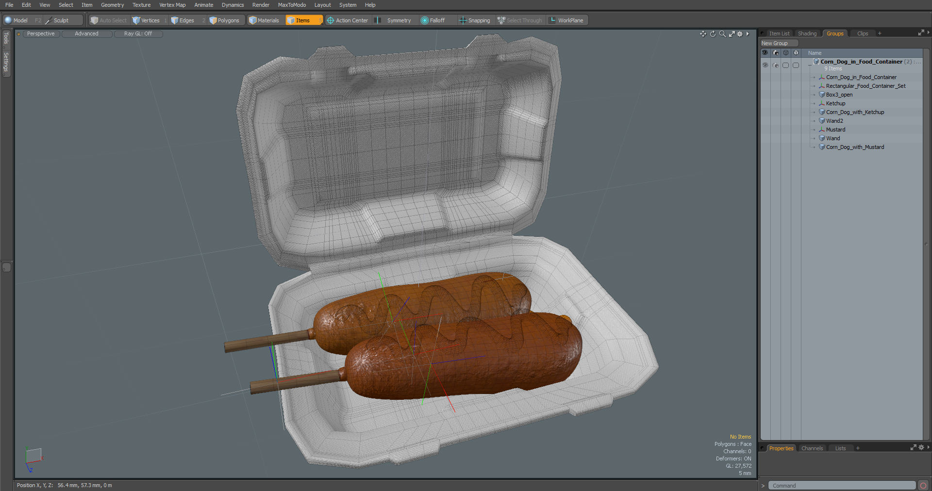 3D Corn Dog in Food Container