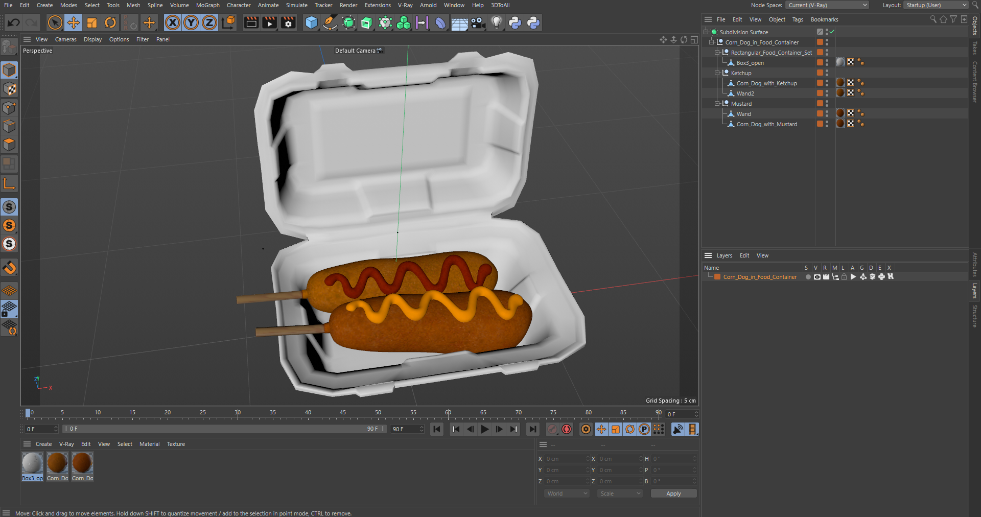 3D Corn Dog in Food Container