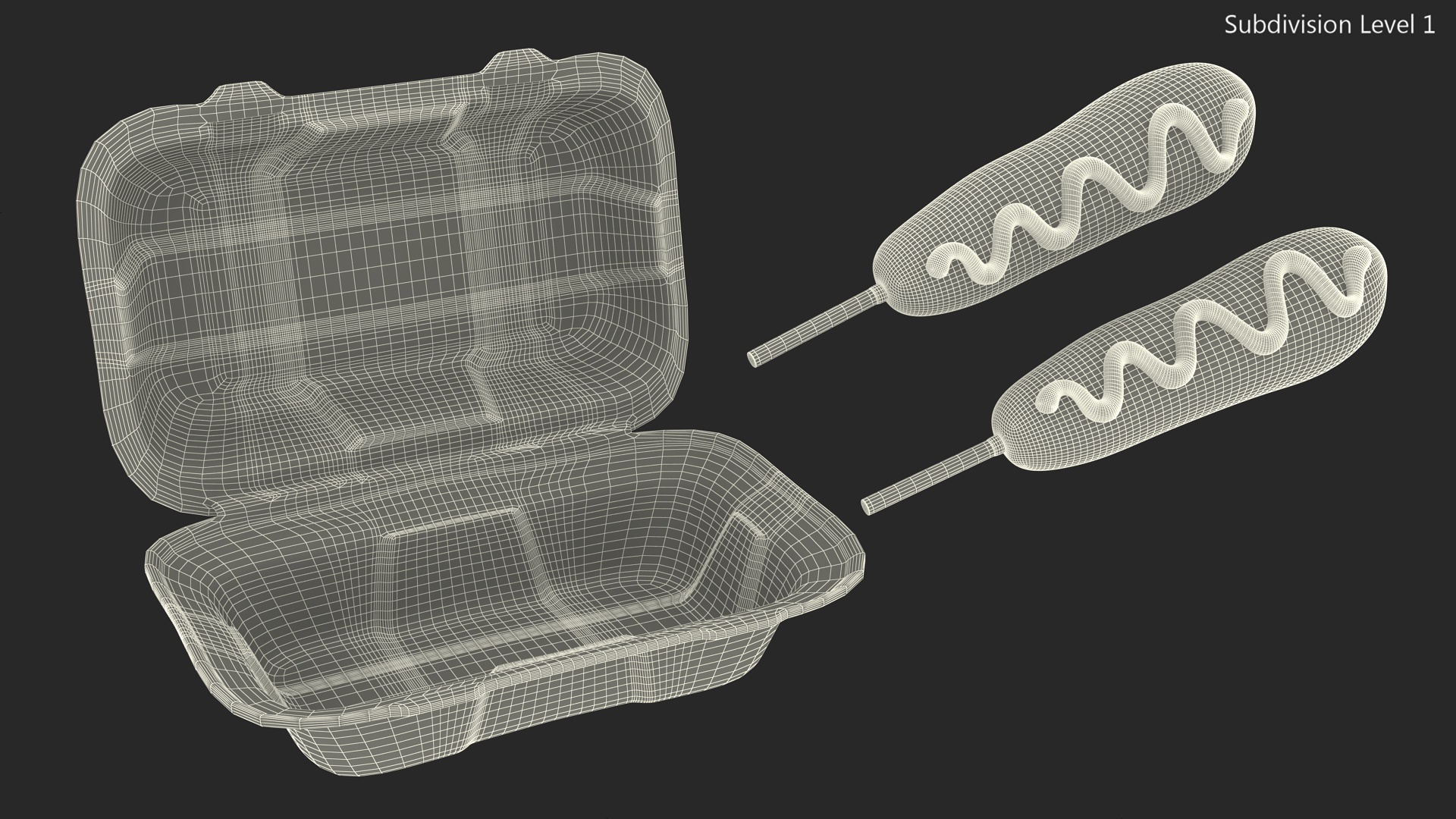 3D Corn Dog in Food Container