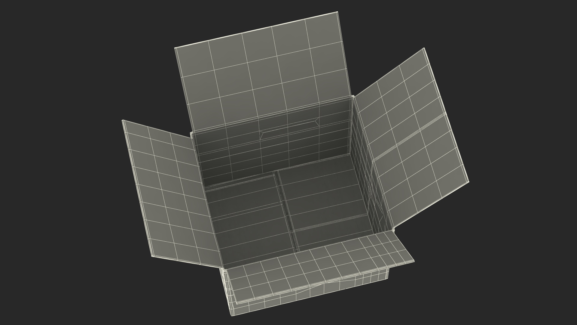 3D Opened Blank Cardboard Box