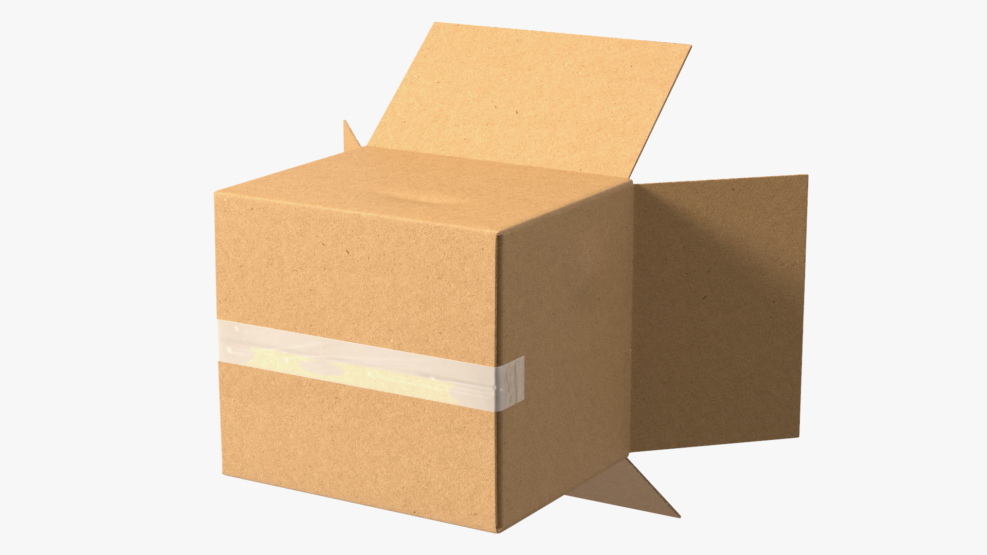 3D Opened Blank Cardboard Box