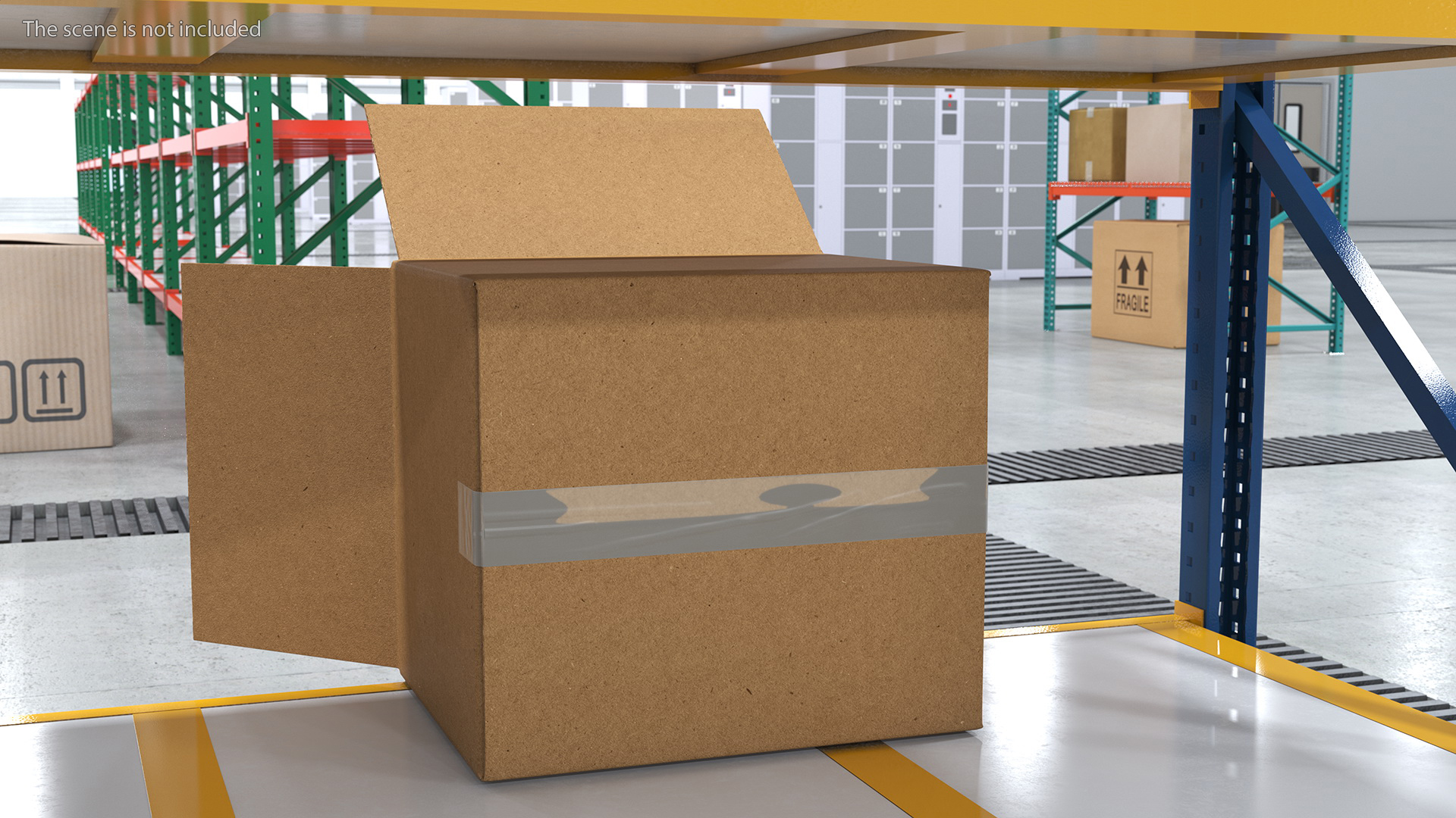 3D Opened Blank Cardboard Box