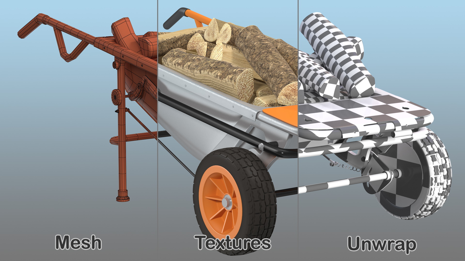 WORX Aerocart 8in1 Wheelbarrow Yard Cart with Firewood 3D model