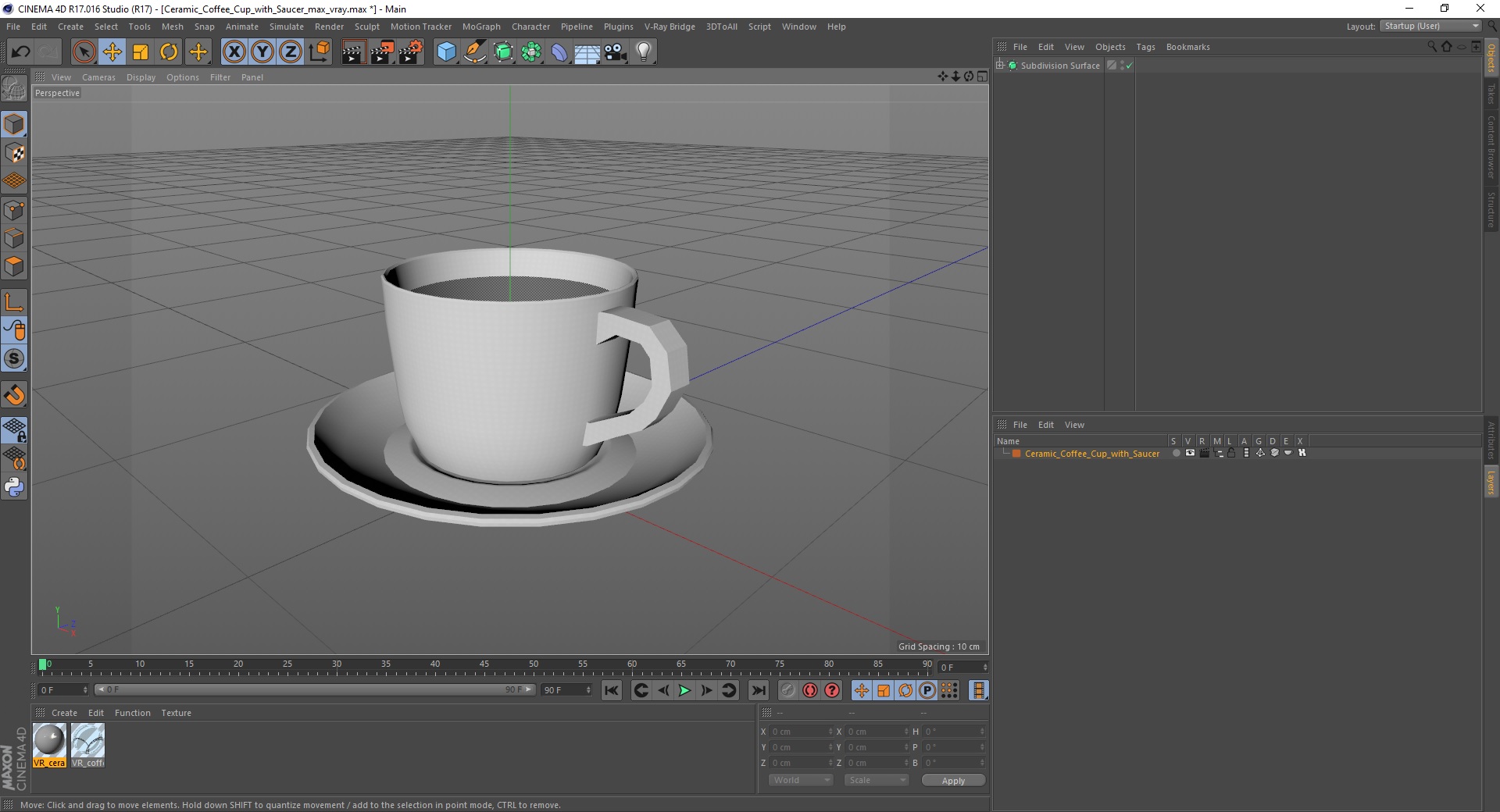 3D model Ceramic Coffee Cup with Saucer