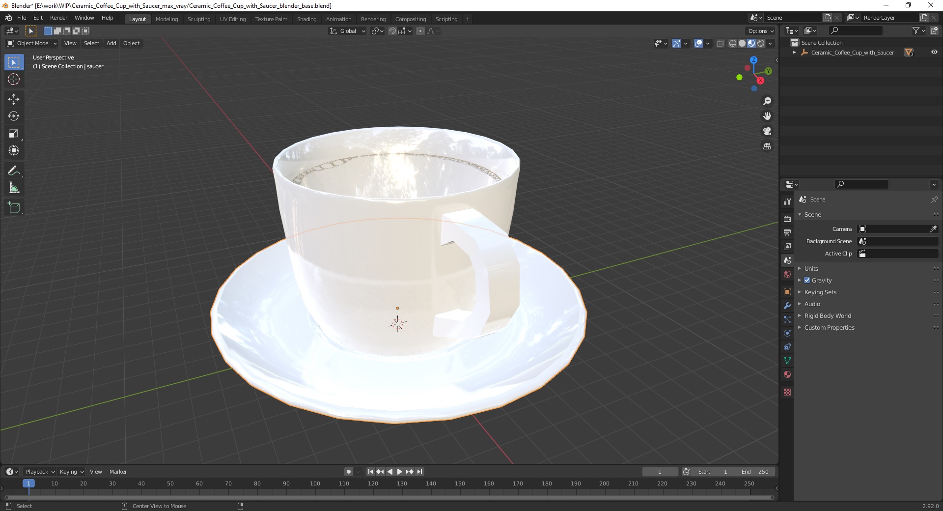 3D model Ceramic Coffee Cup with Saucer